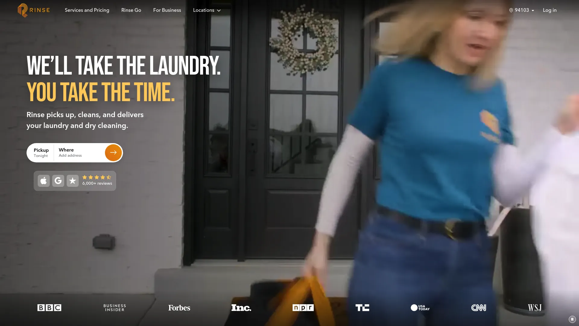 Rinse laundry service homepage