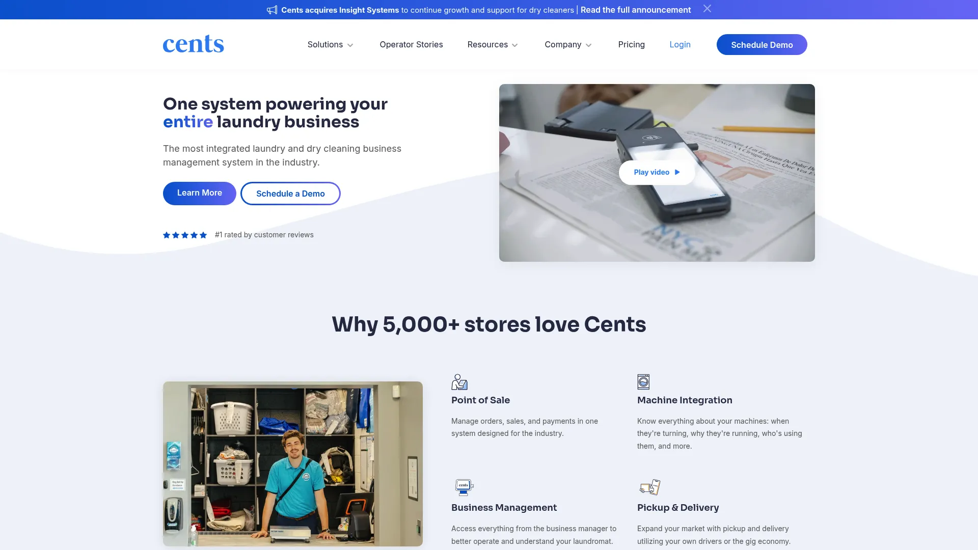 Cents laundromat software homepage