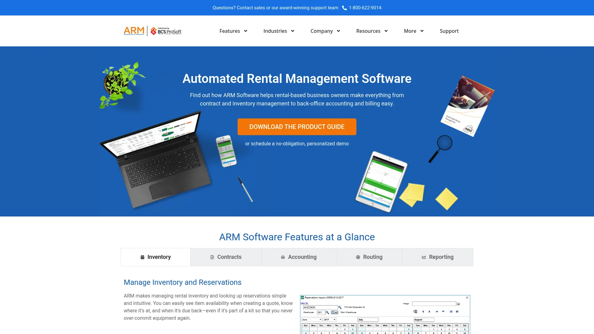 ARM Software rental management software homepage