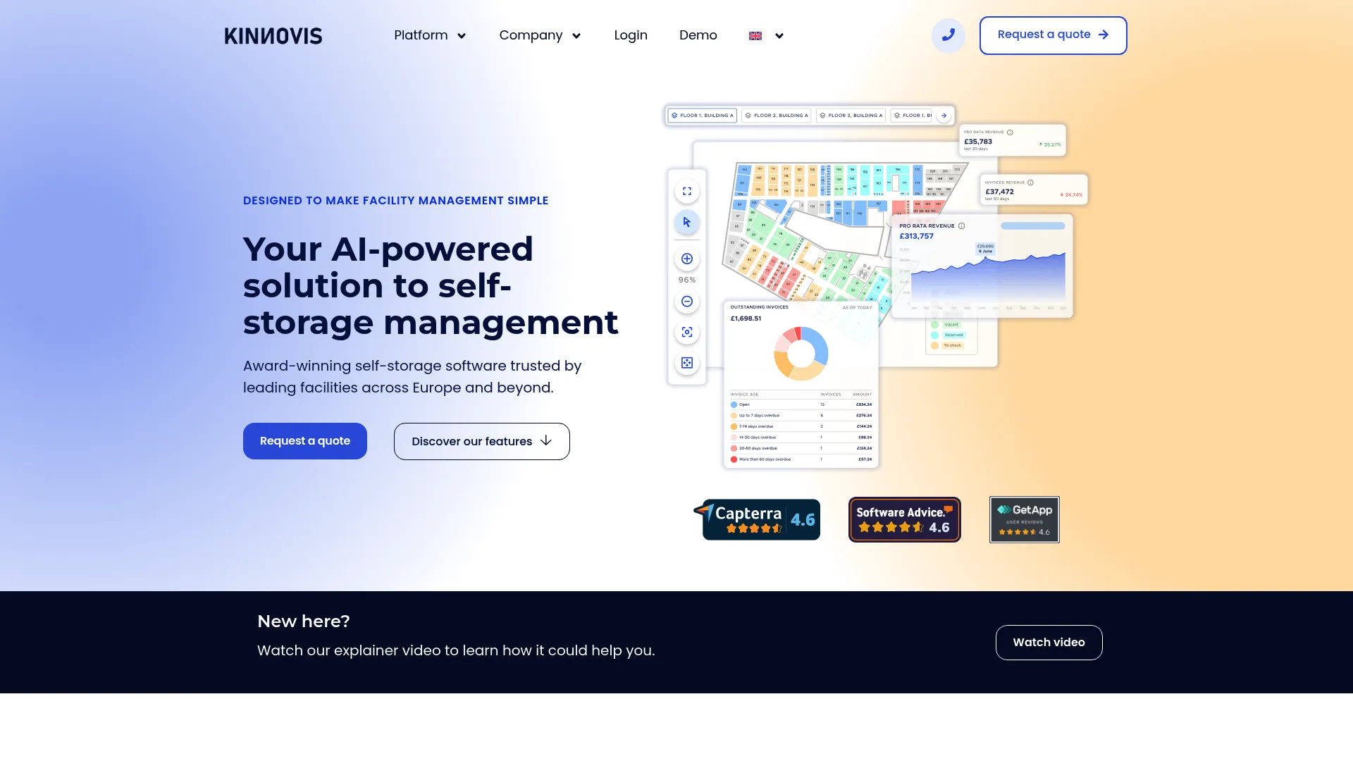 Kinnovis self-storage management software homepage