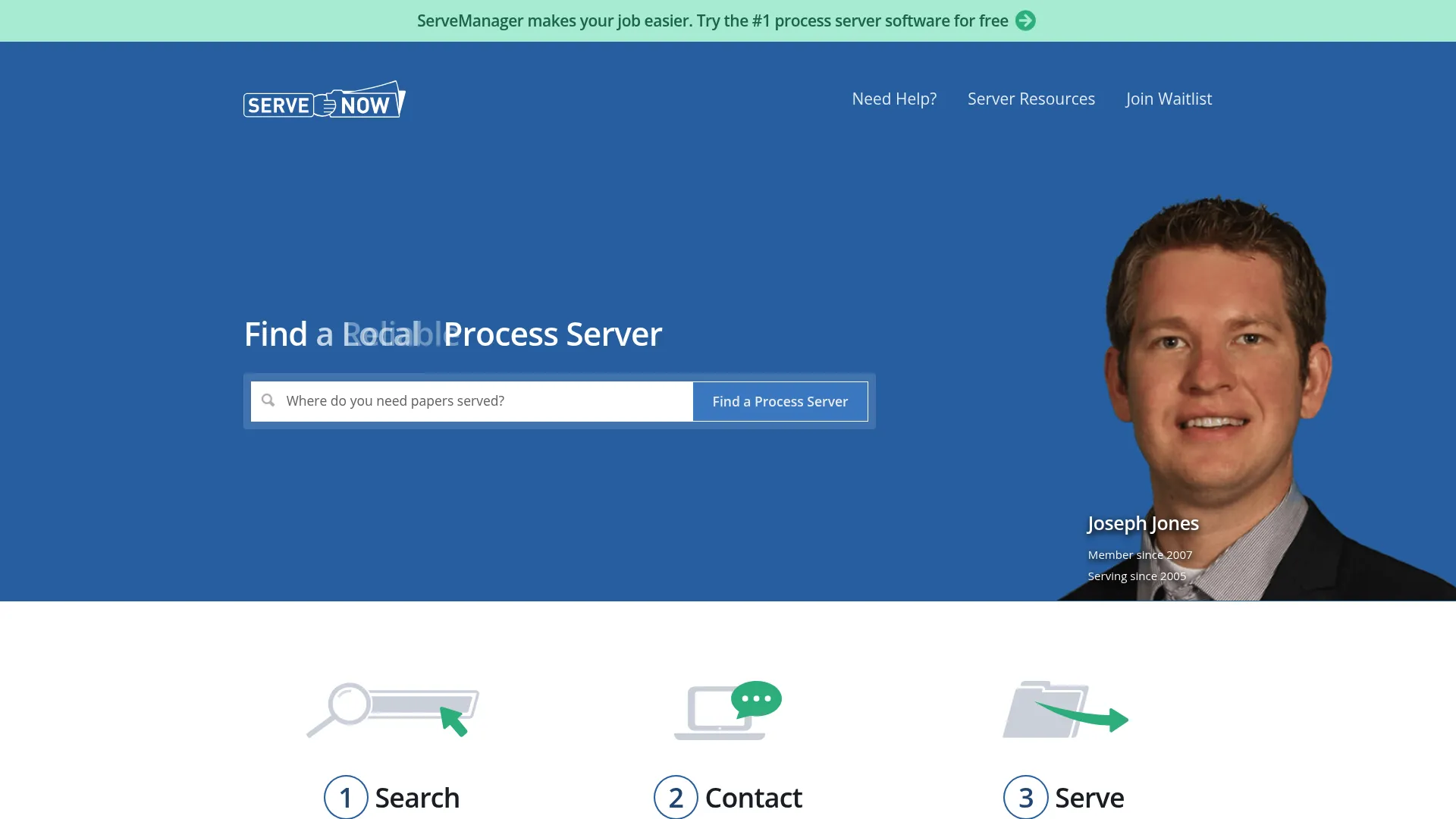 ServeNow directory and process server software
