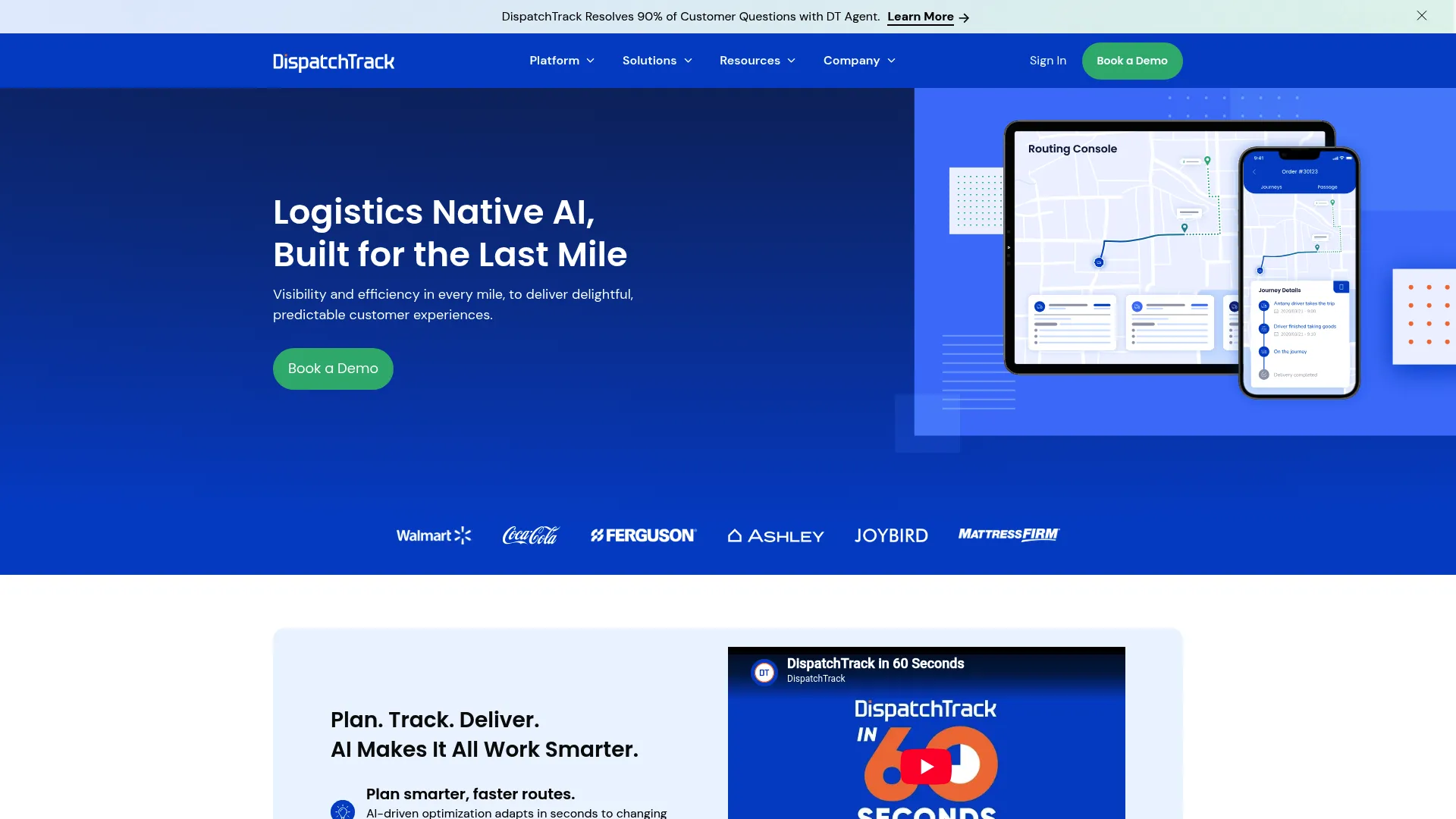 DispatchTrack last-mile delivery management software homepage