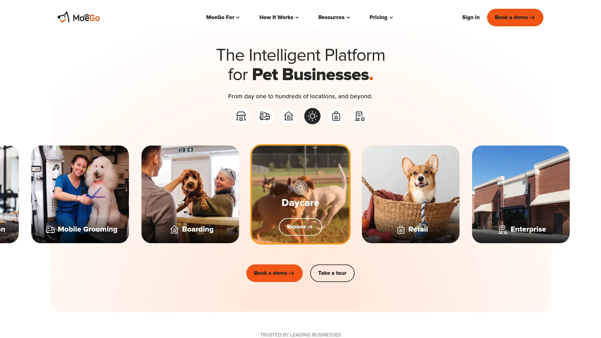 MoeGo pet care software interface