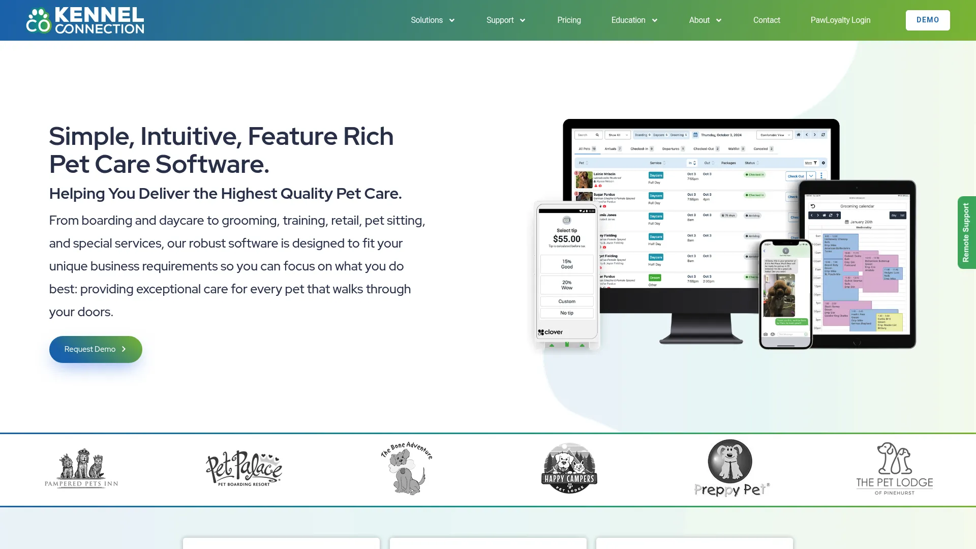 Kennel Connection dog kennel software dashboard