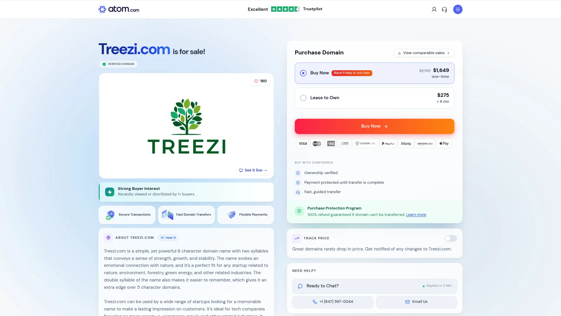Treezi tree service app homepage