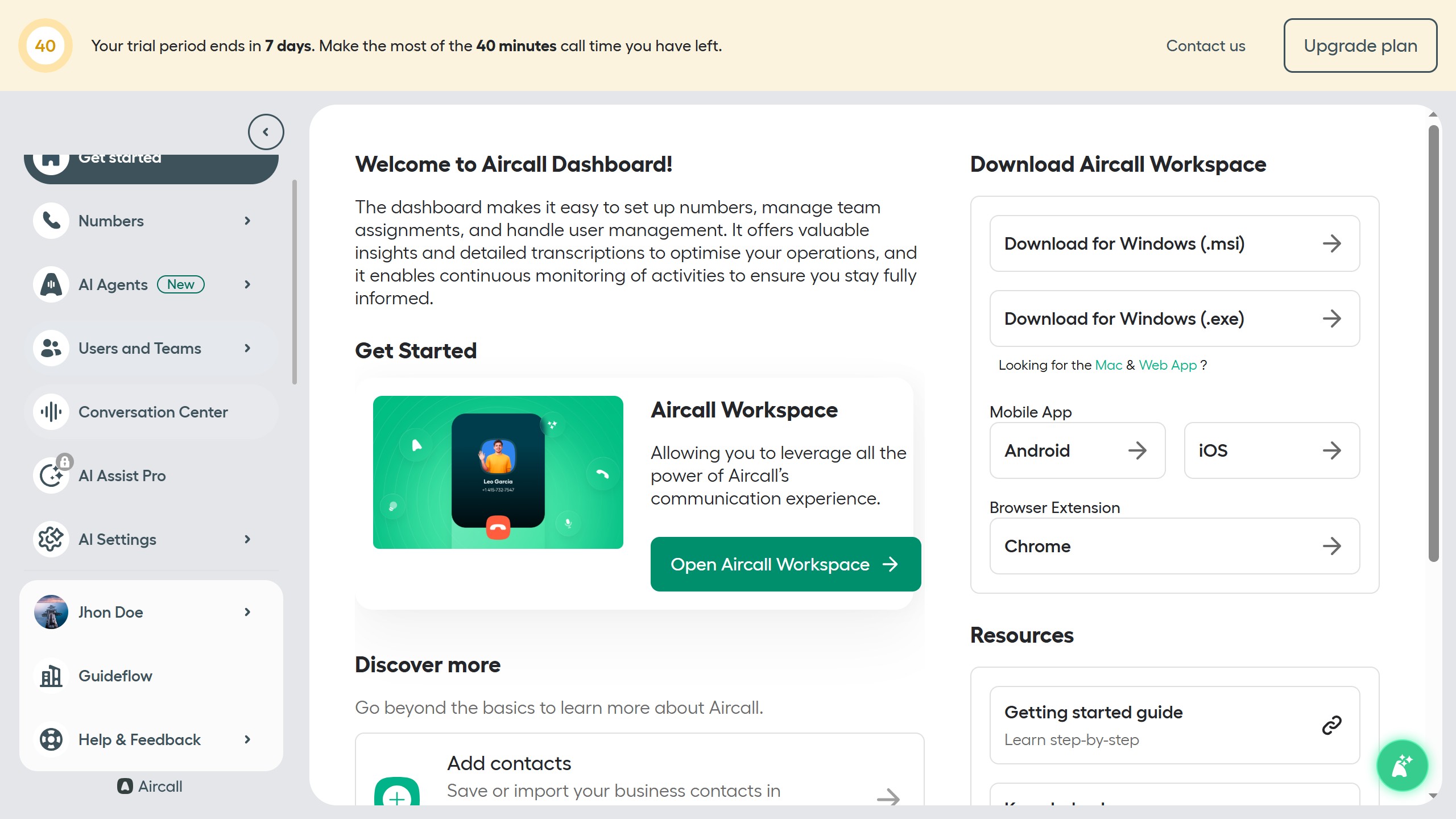 How to add first message in an outbound AI voice agent in Aircall