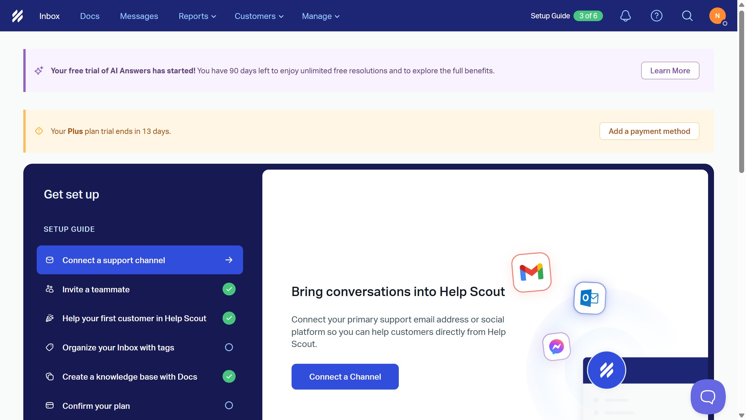 How to delete an inbox view in HelpScout