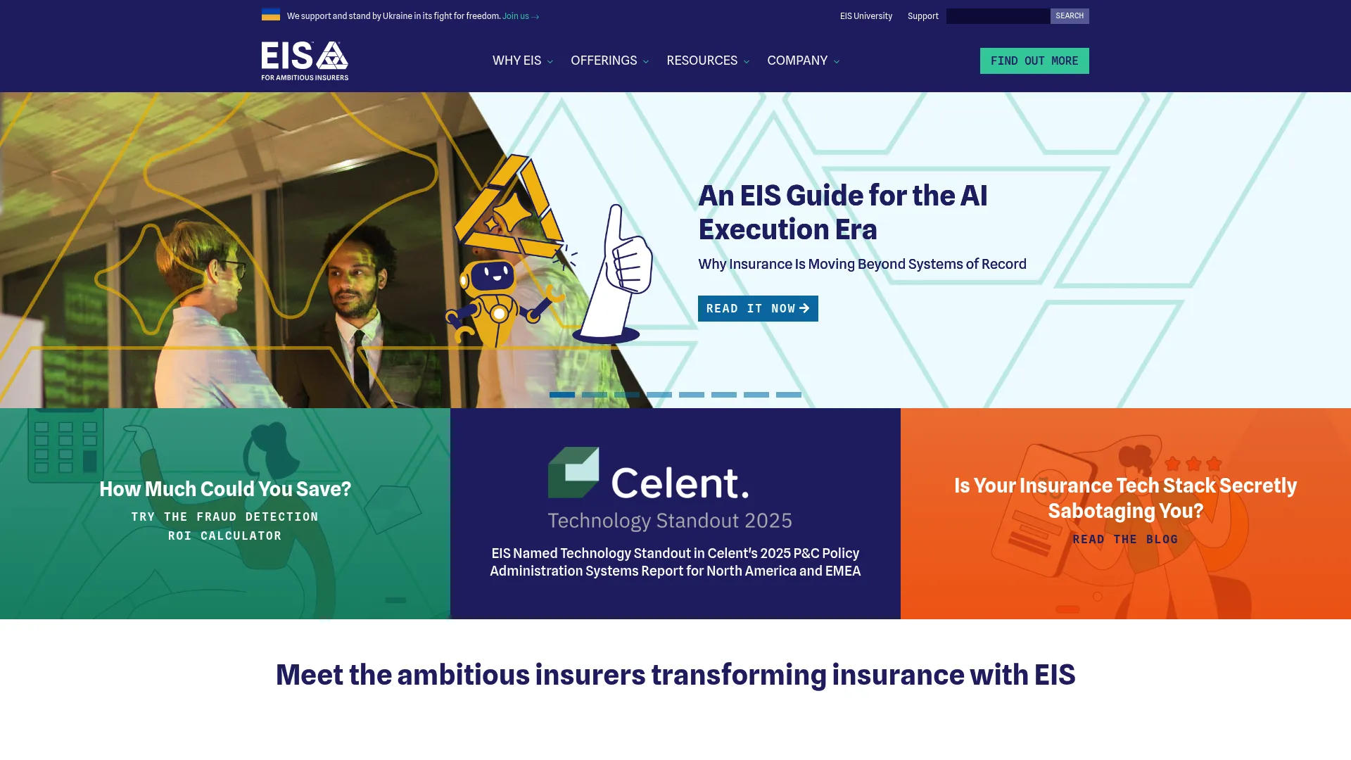 EIS core insurance software homepage