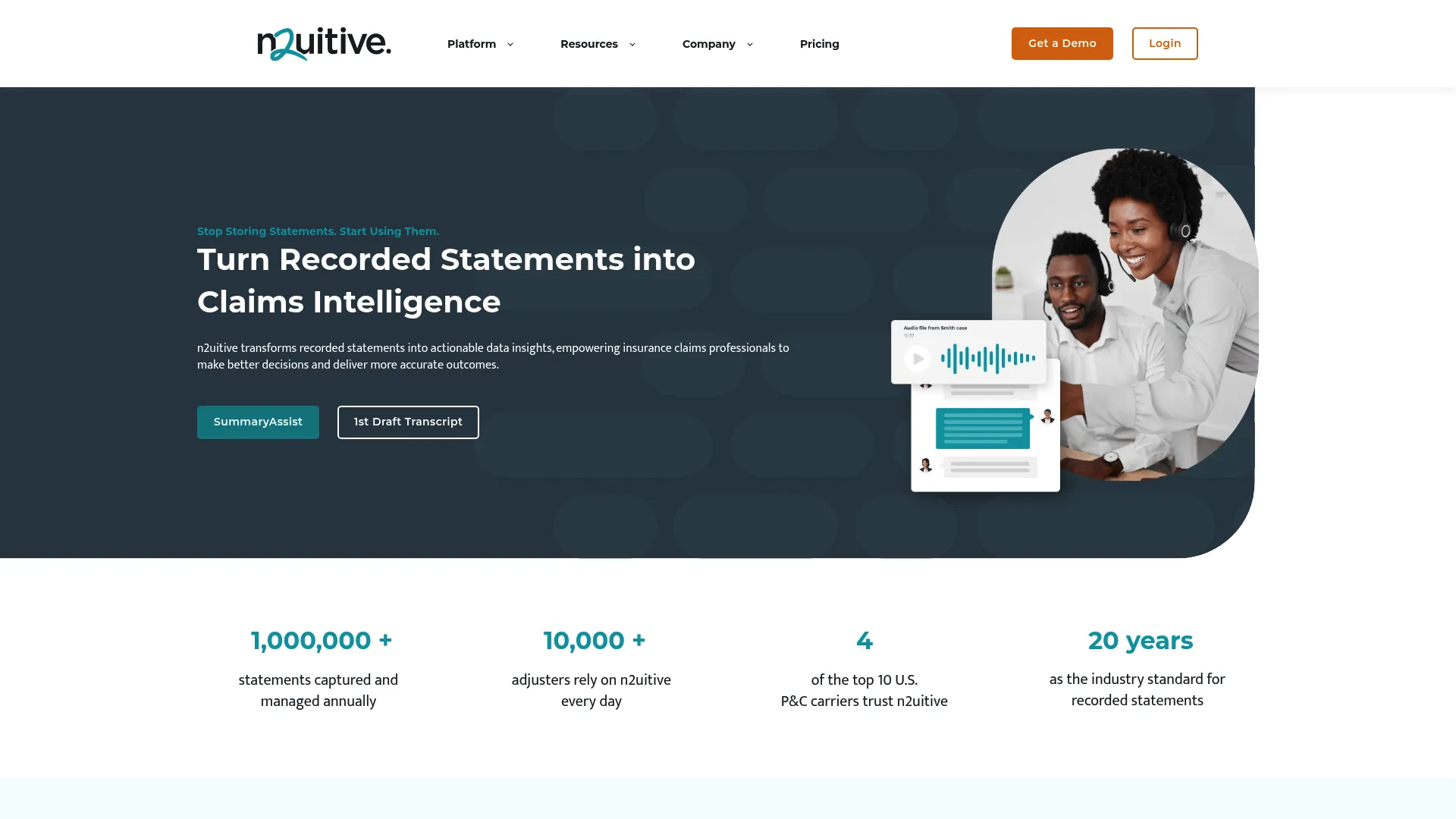 n2uitive recorded statement software homepage