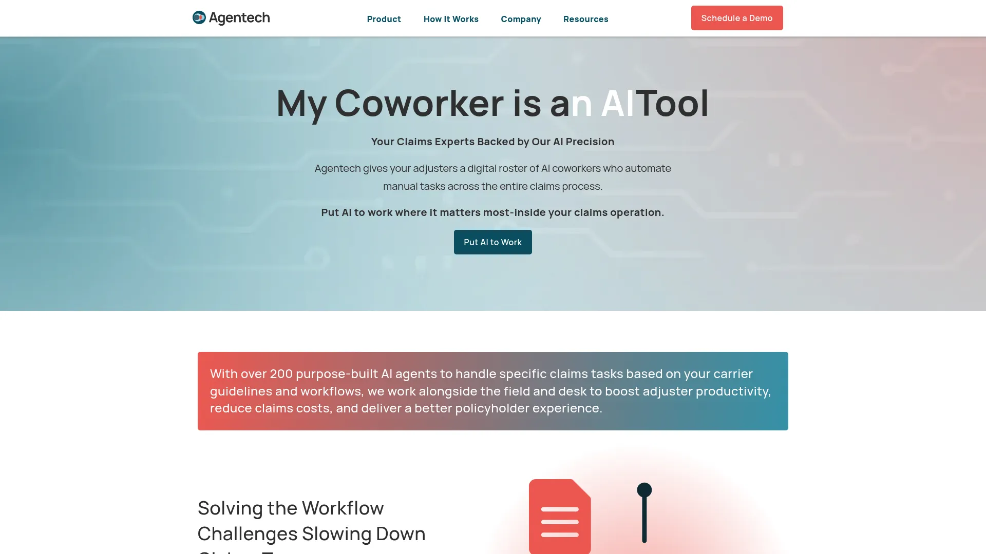 Agentech AI claims automation homepage