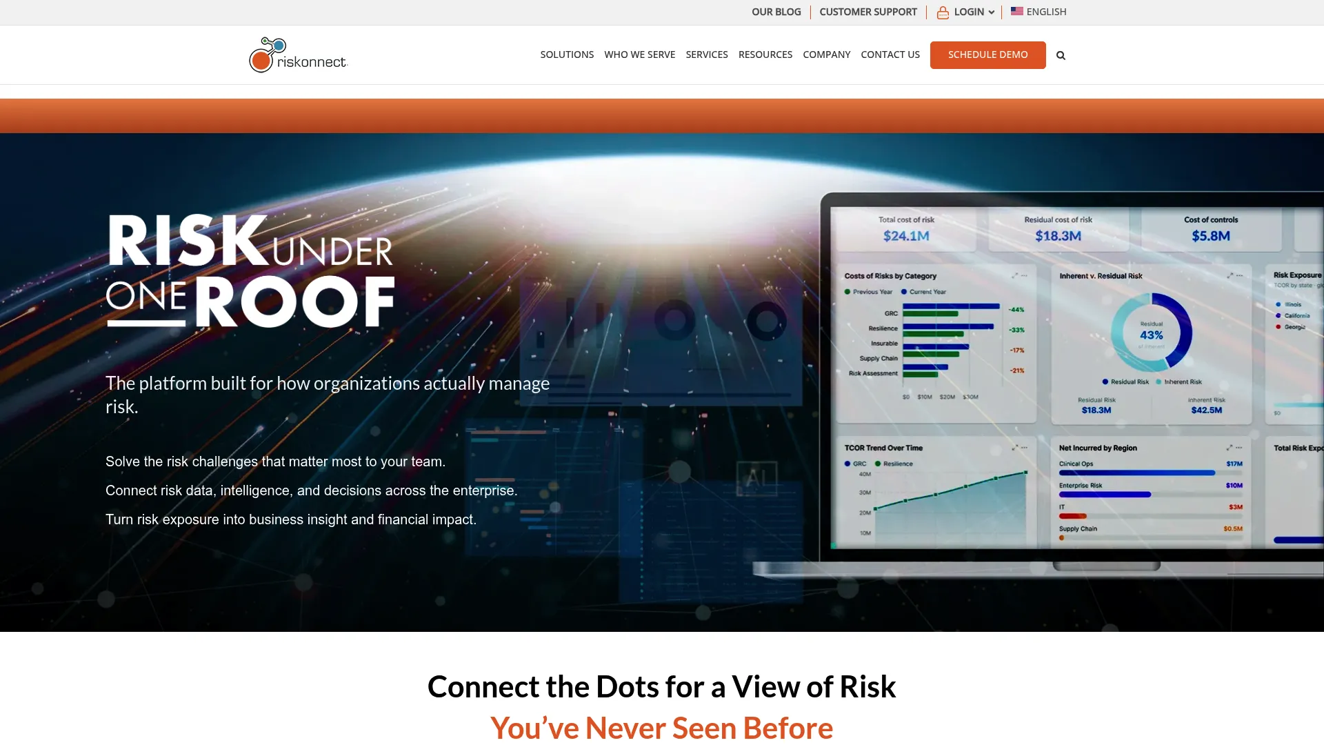 Riskonnect risk and claims management platform homepage
