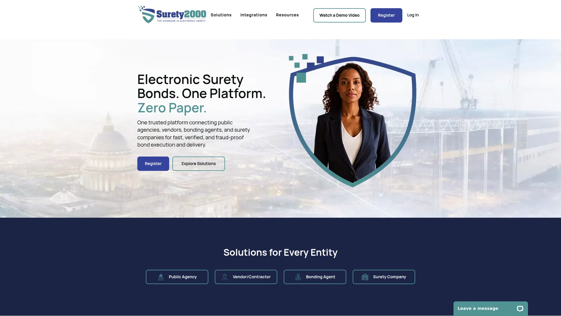 Surety2000 electronic bond platform homepage