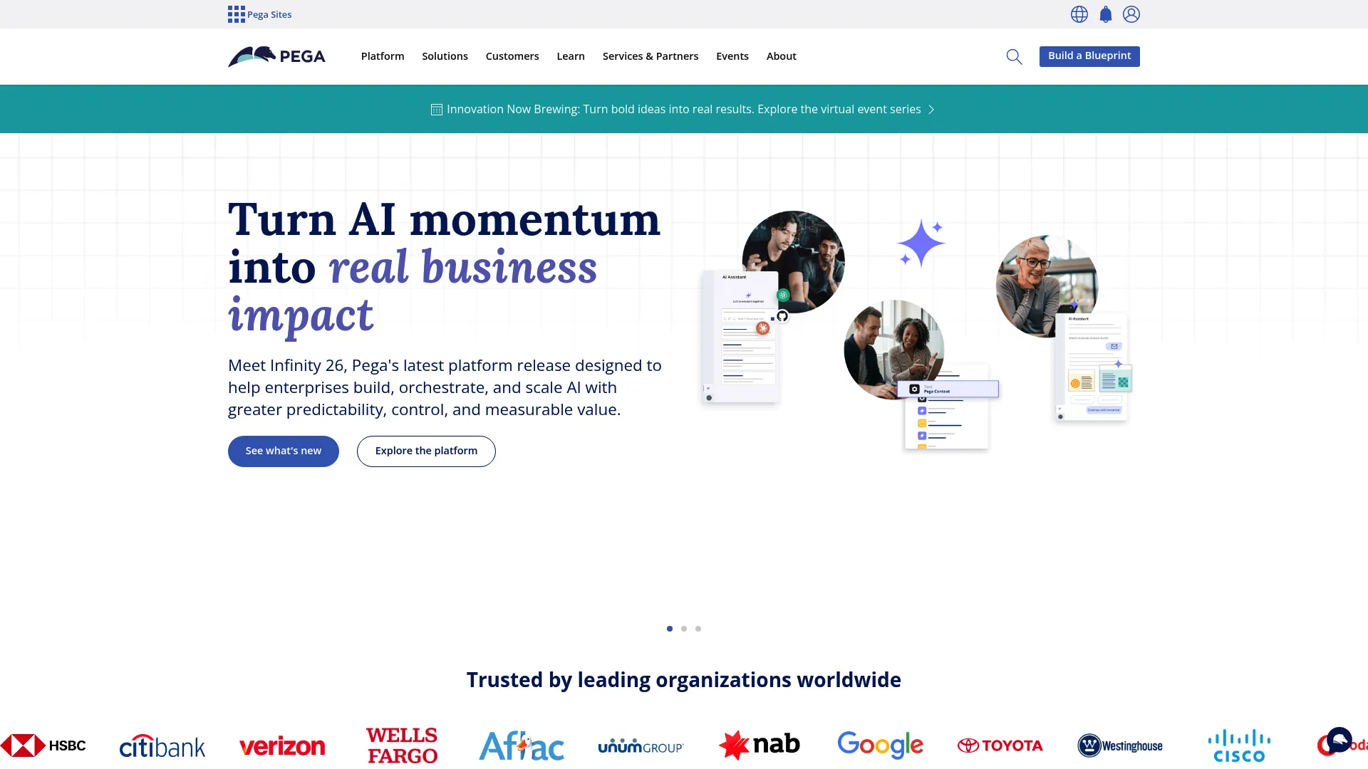Pega website homepage