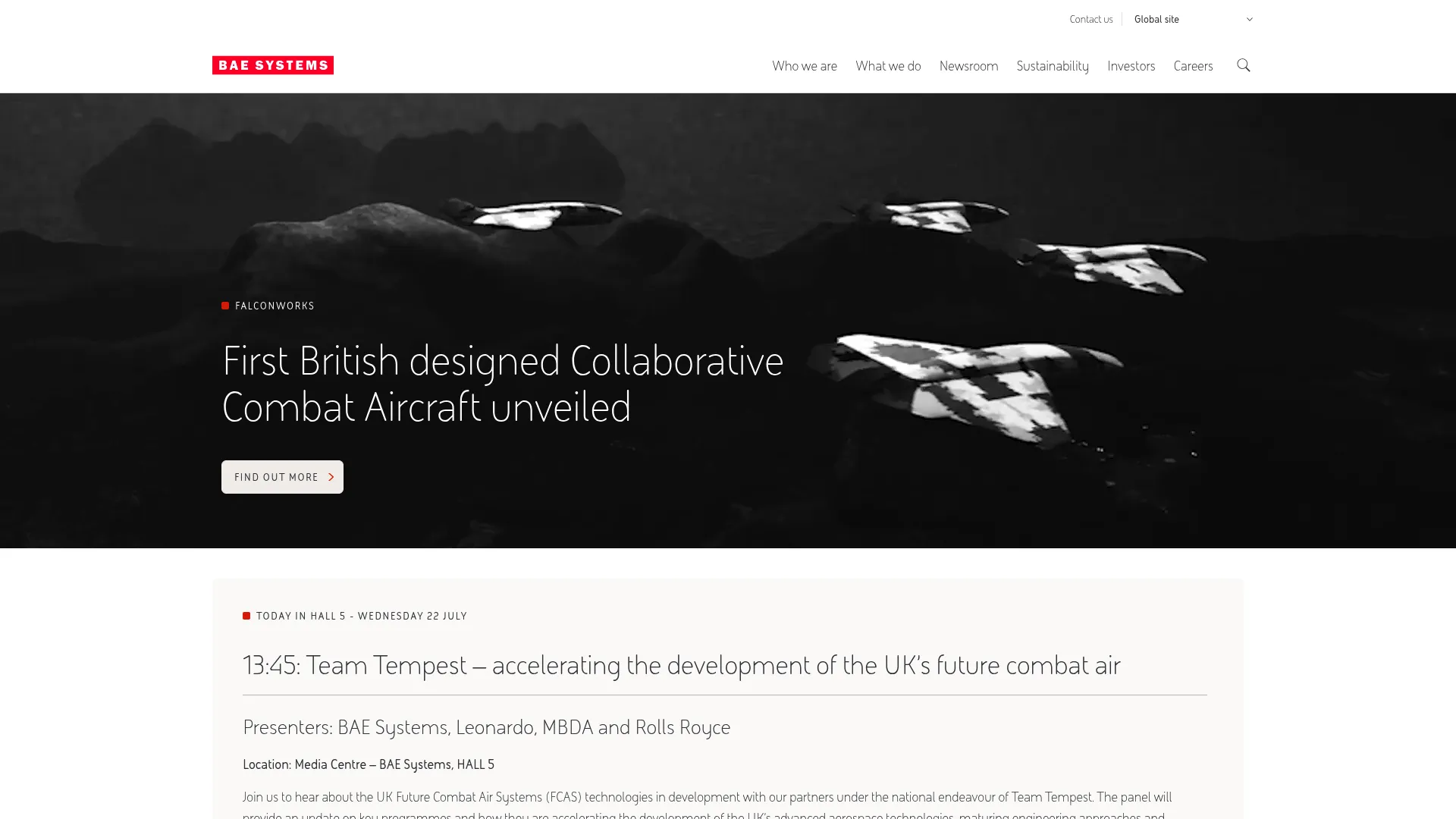 BAE Systems website homepage