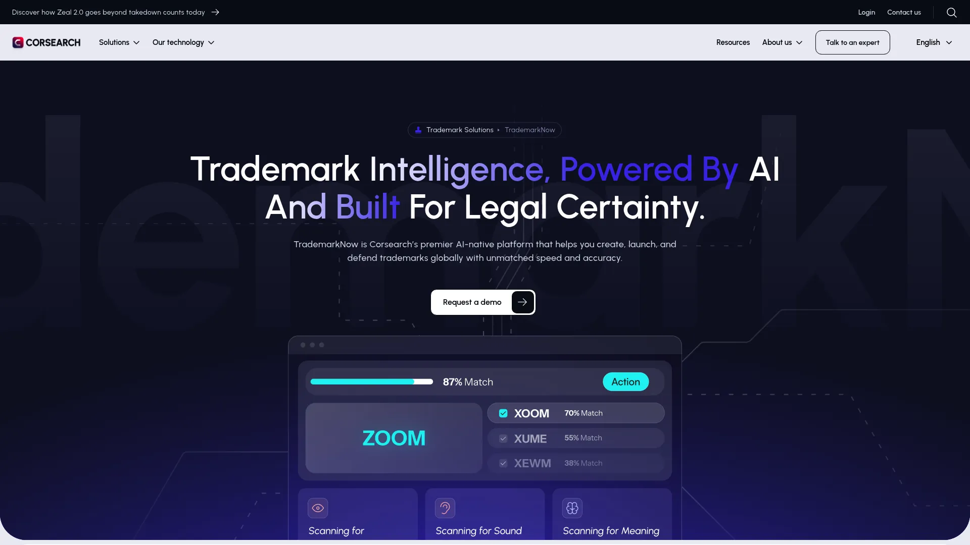 TrademarkNow AI trademark search and monitoring platform