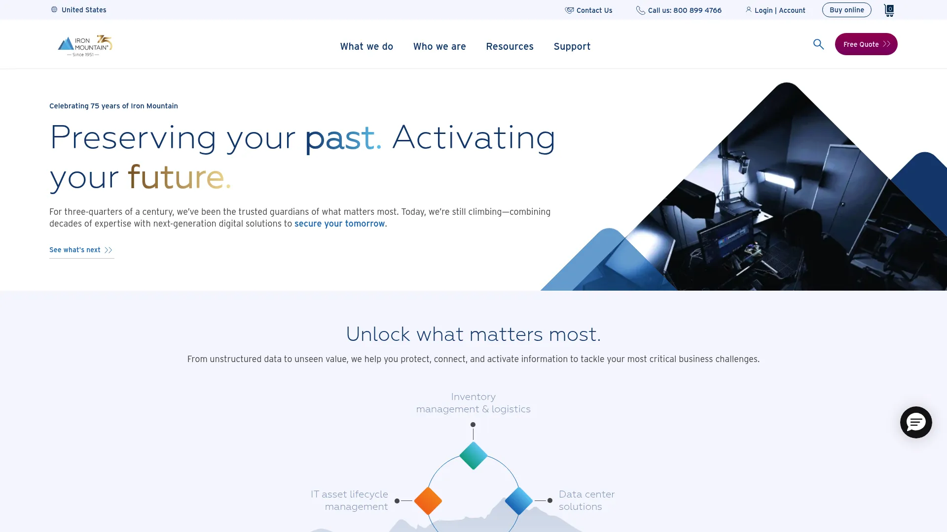 Iron Mountain information management and secure custody homepage