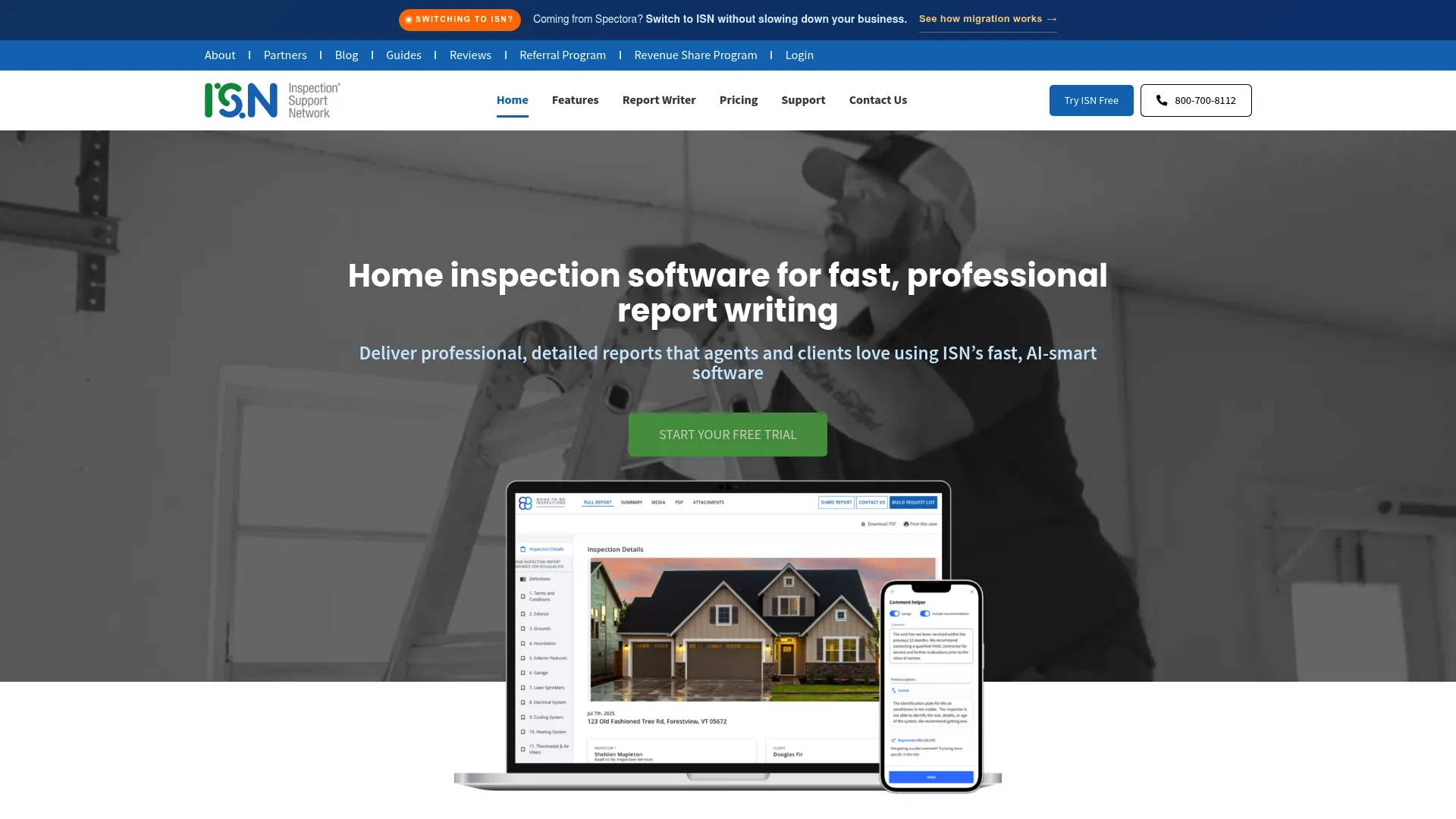 Inspection Support Network business software homepage