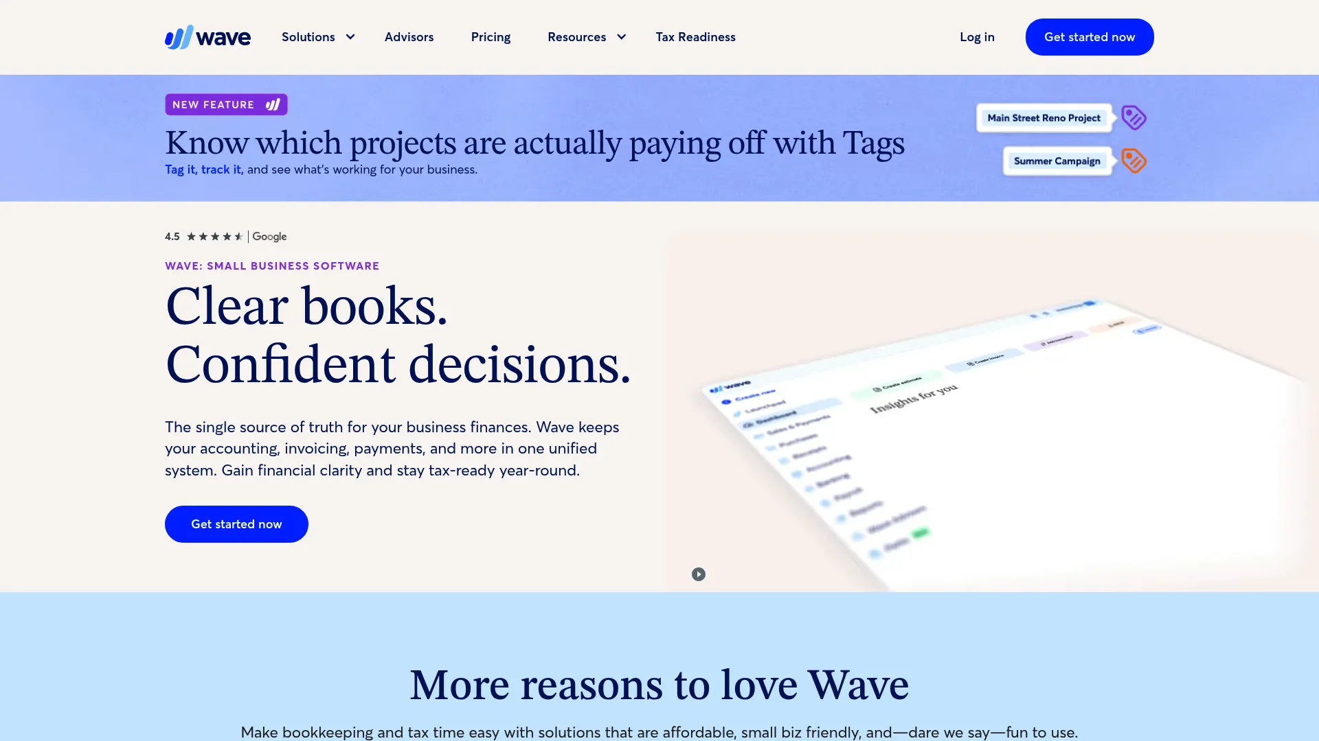 Wave accounting software homepage