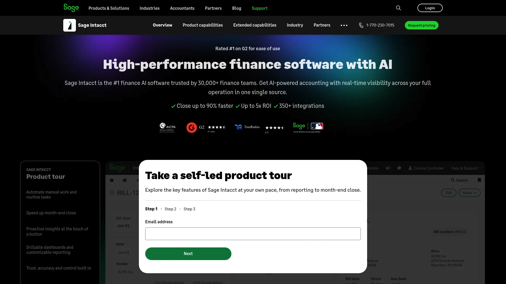 Sage Intacct cloud financial management software homepage