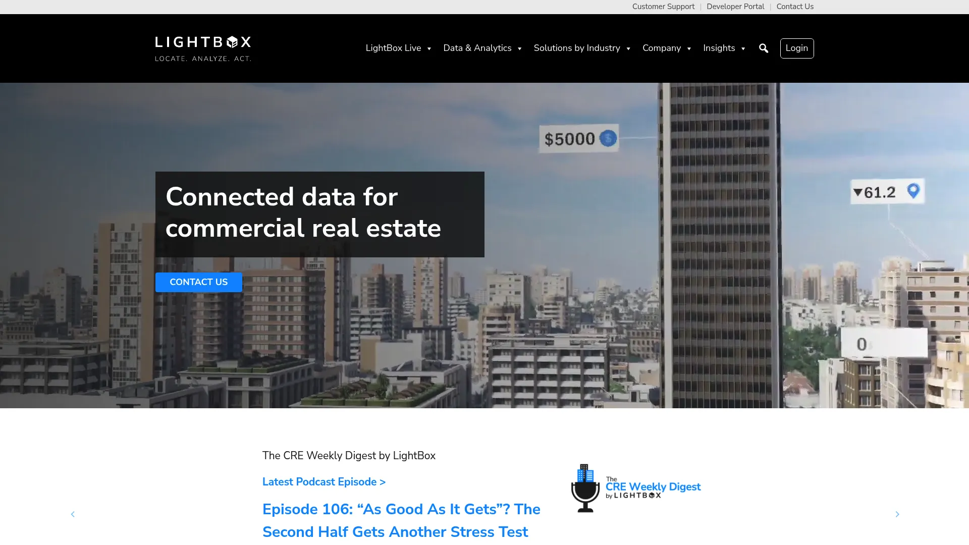 LightBox Valuation commercial real estate software homepage
