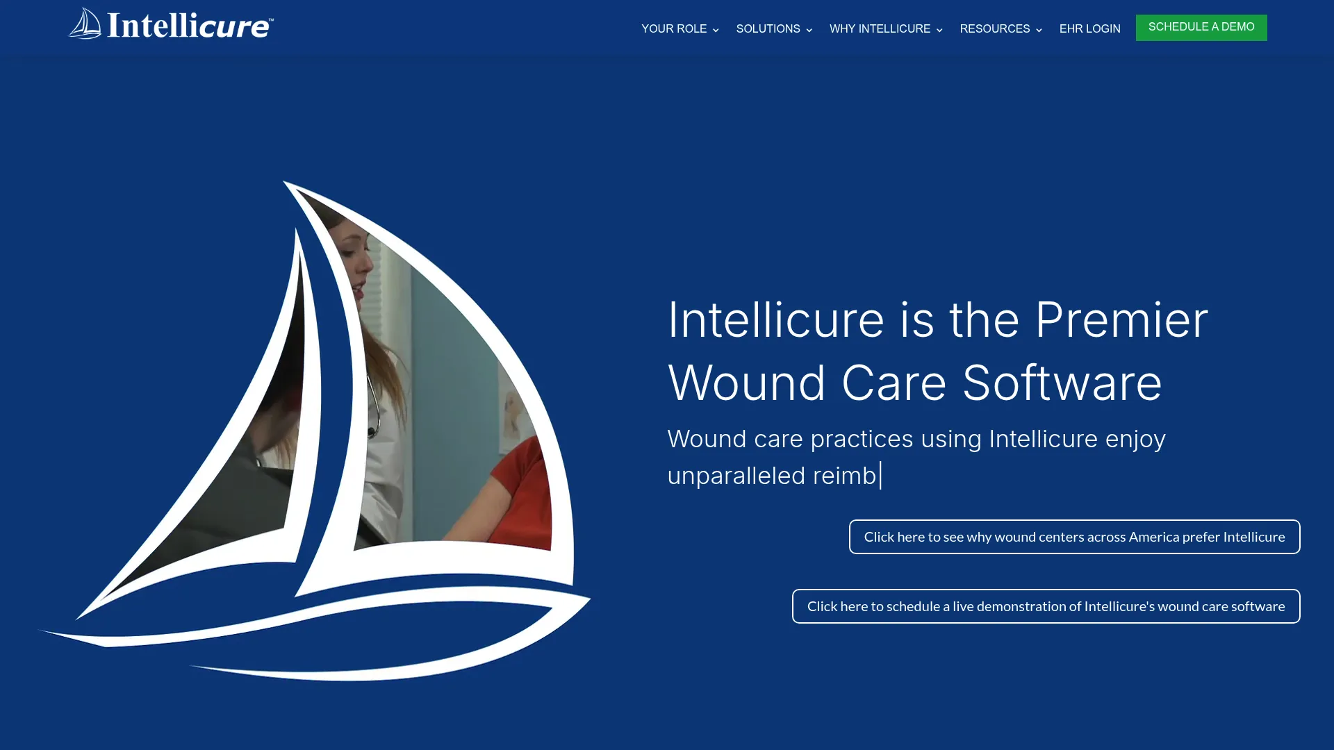 Intellicure wound care EHR homepage