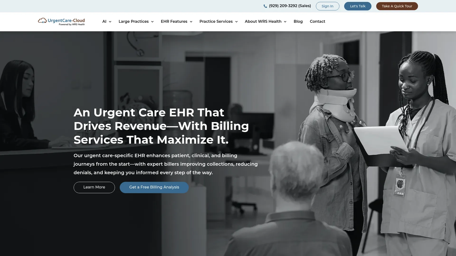 UrgentCare-Cloud EHR homepage