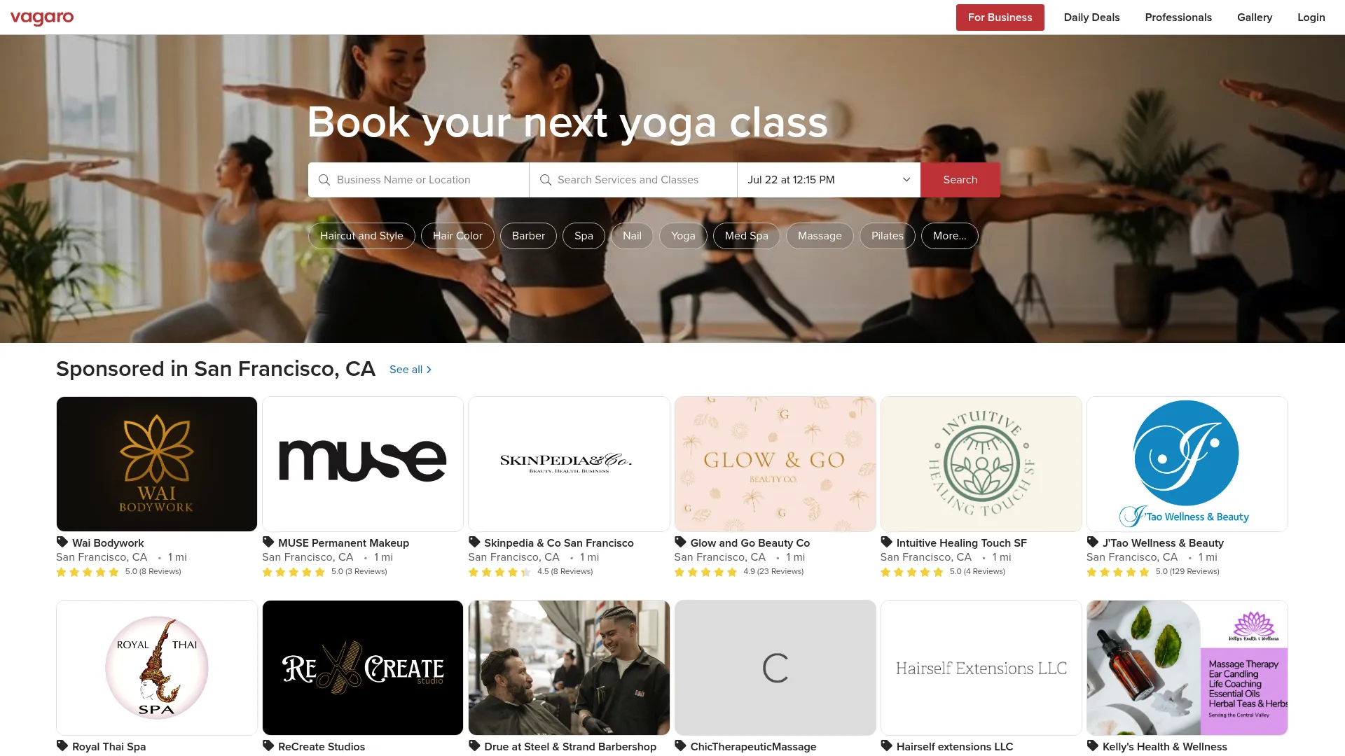 Vagaro salon and studio management software homepage