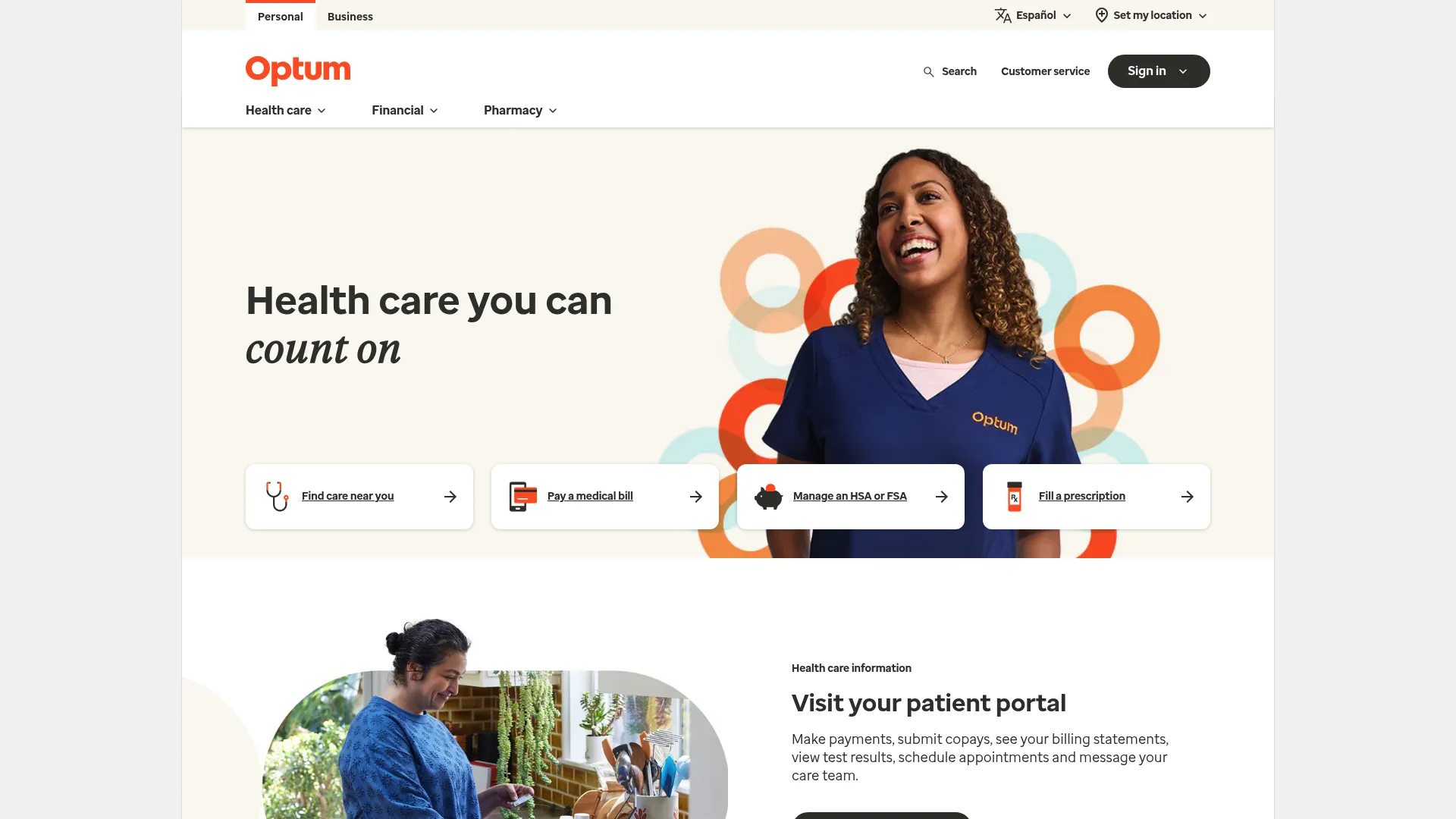 Optum Population Health Solutions homepage