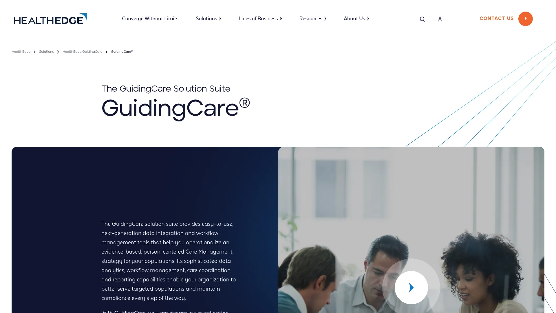 GuidingCare care management suite homepage