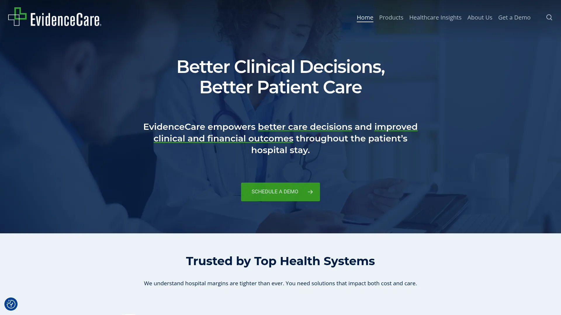 EvidenceCare clinical decision support platform homepage