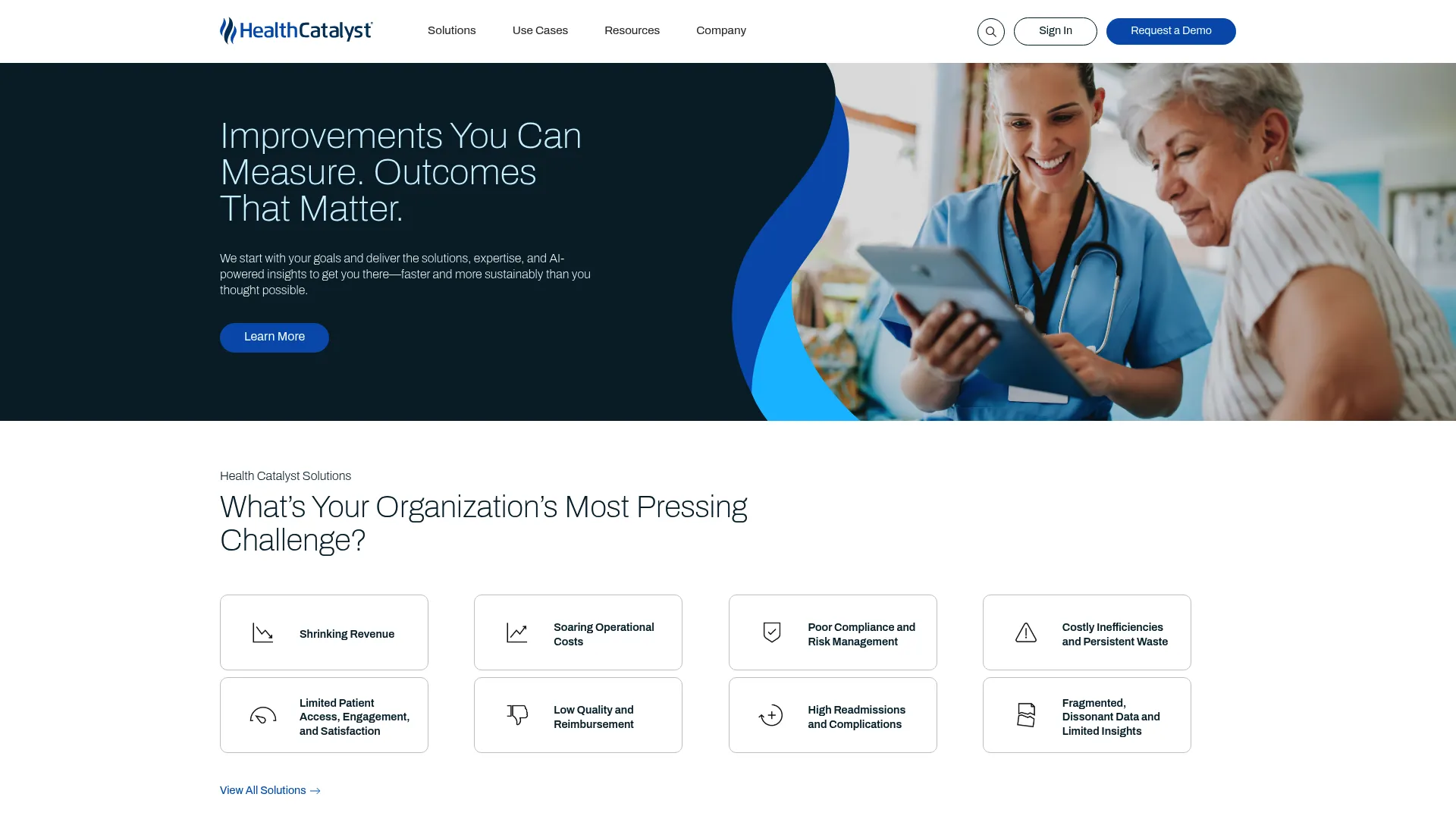 Health Catalyst data and analytics platform homepage
