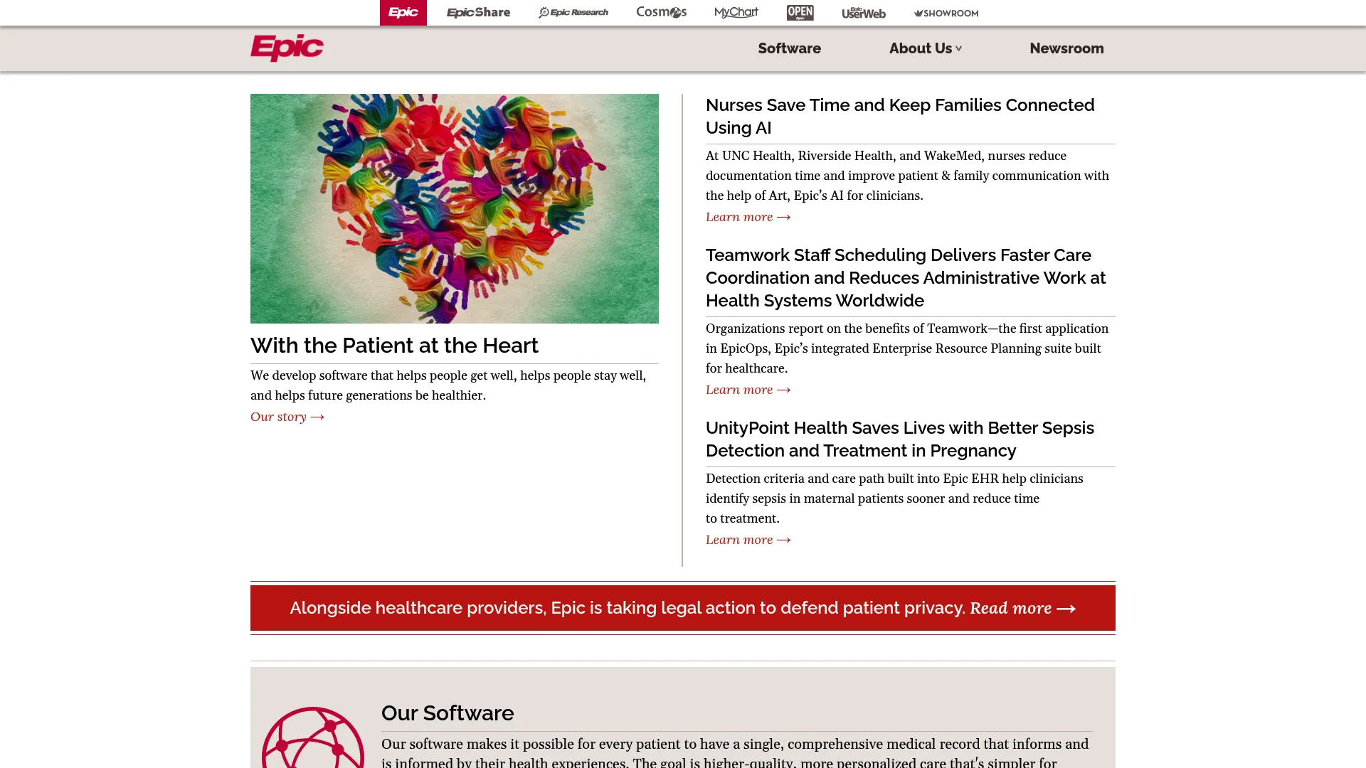 Epic Healthy Planet population health software homepage