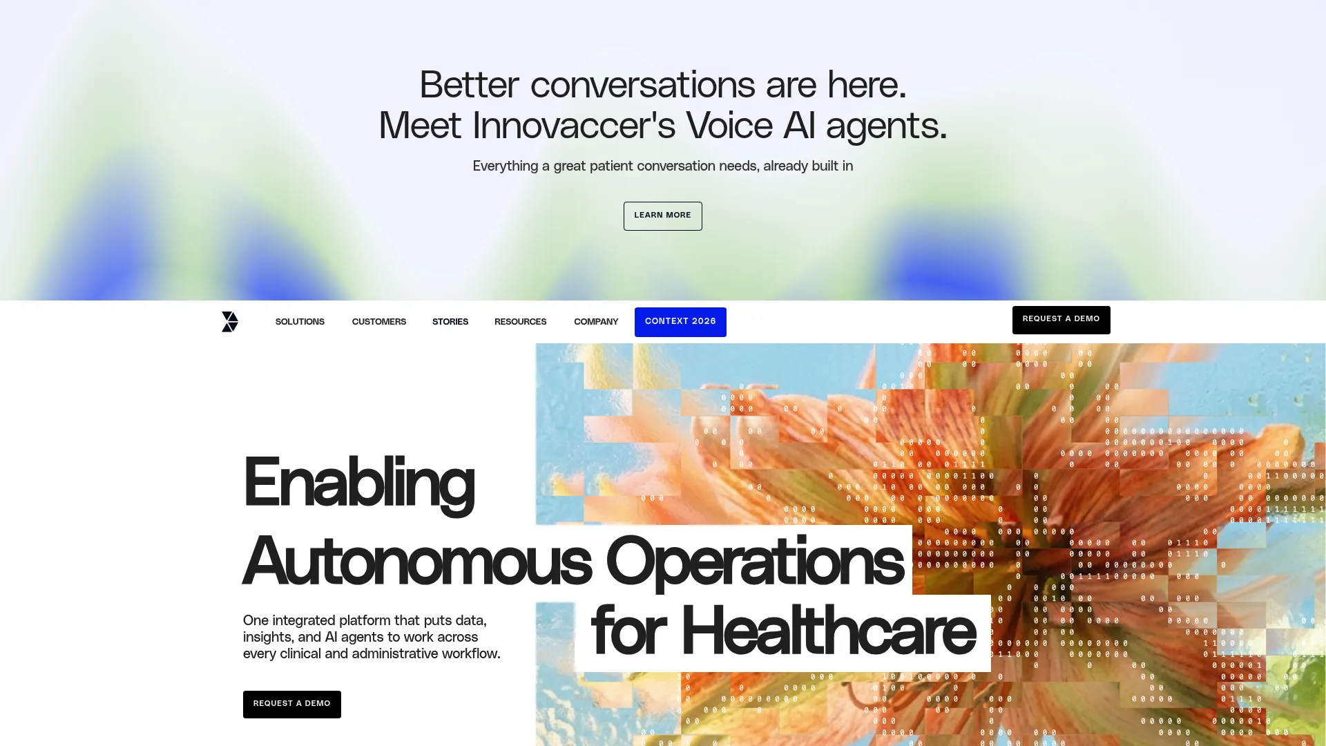 Innovaccer healthcare intelligence platform homepage