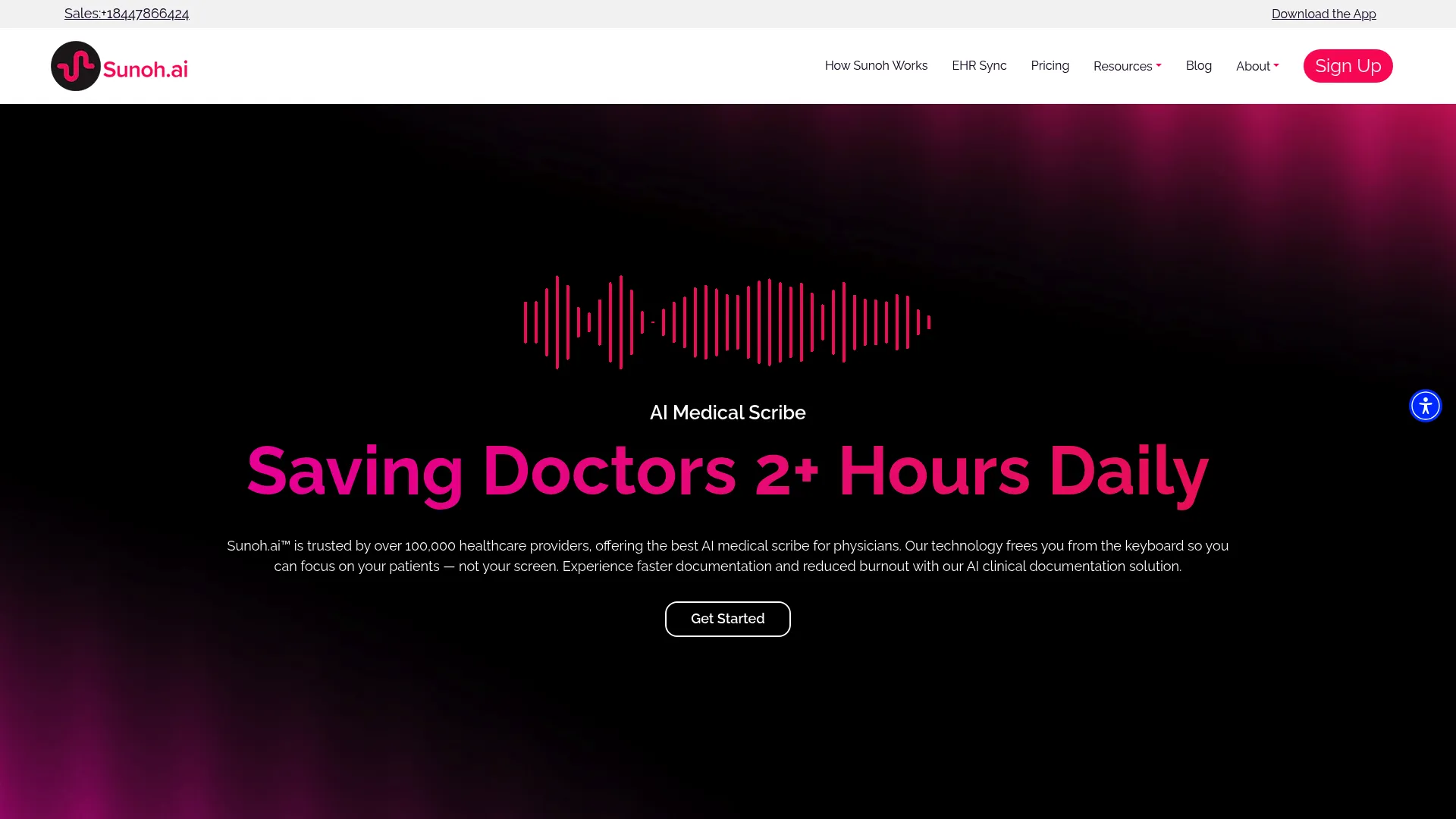 Sunoh.ai ambient listening medical scribe homepage