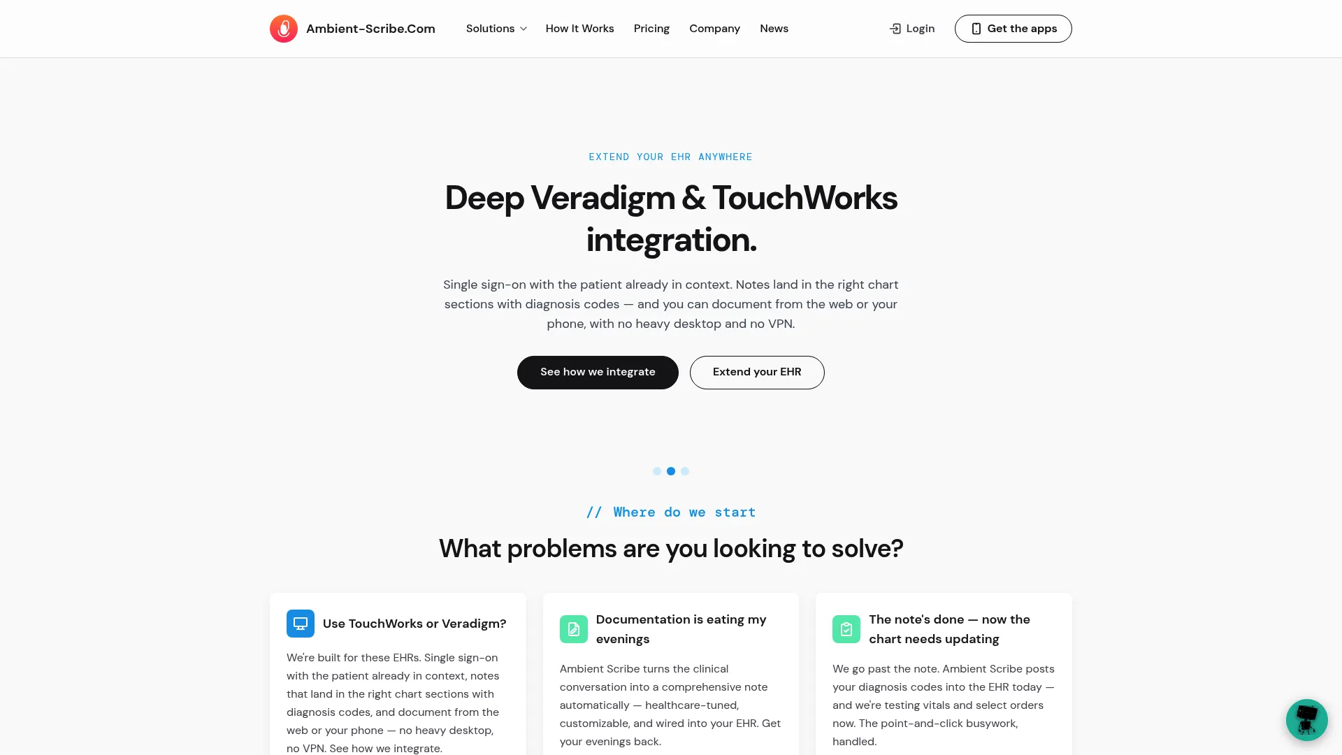 Ambient Scribe clinical documentation homepage