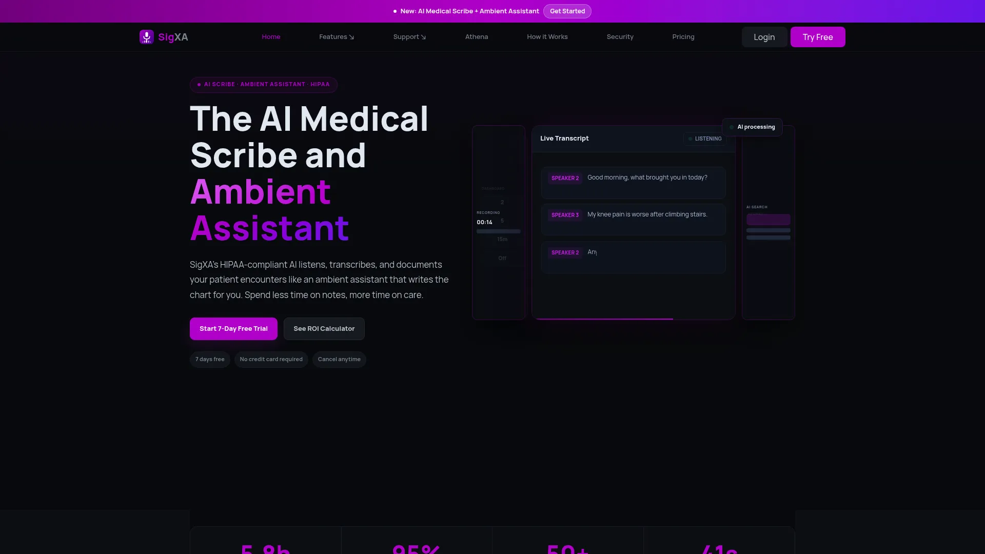 SigXA ambient clinical assistant homepage