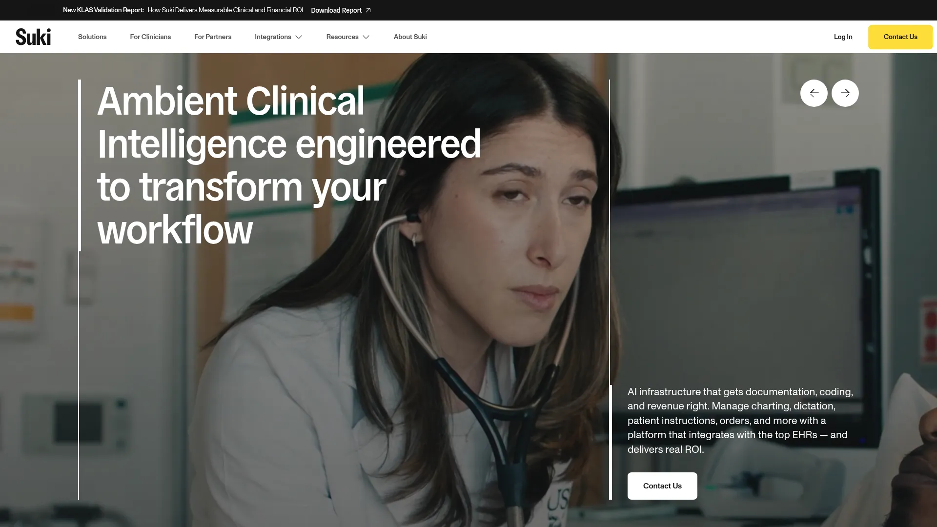 Suki AI healthcare assistant homepage