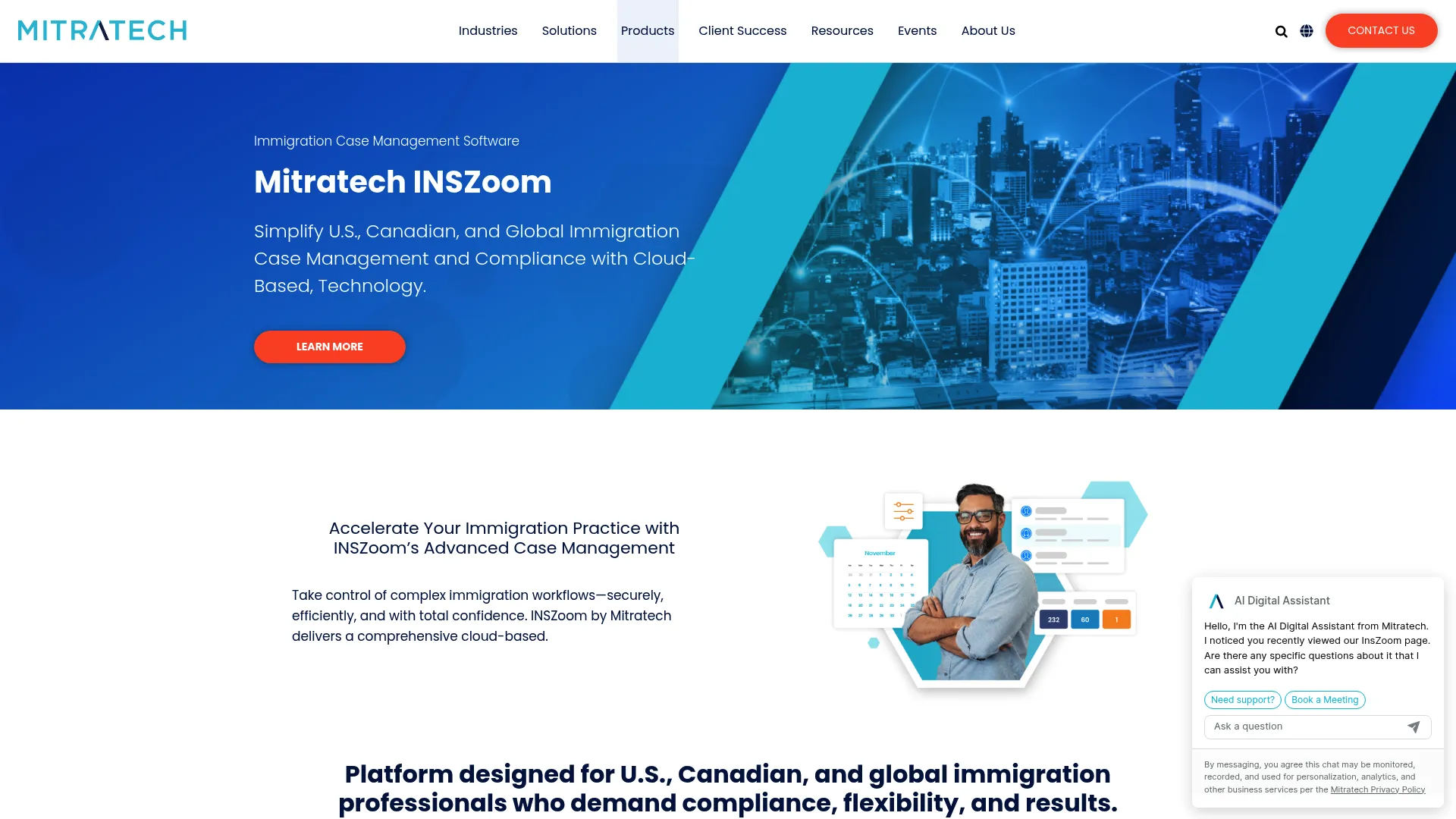 INSZoom global immigration software homepage