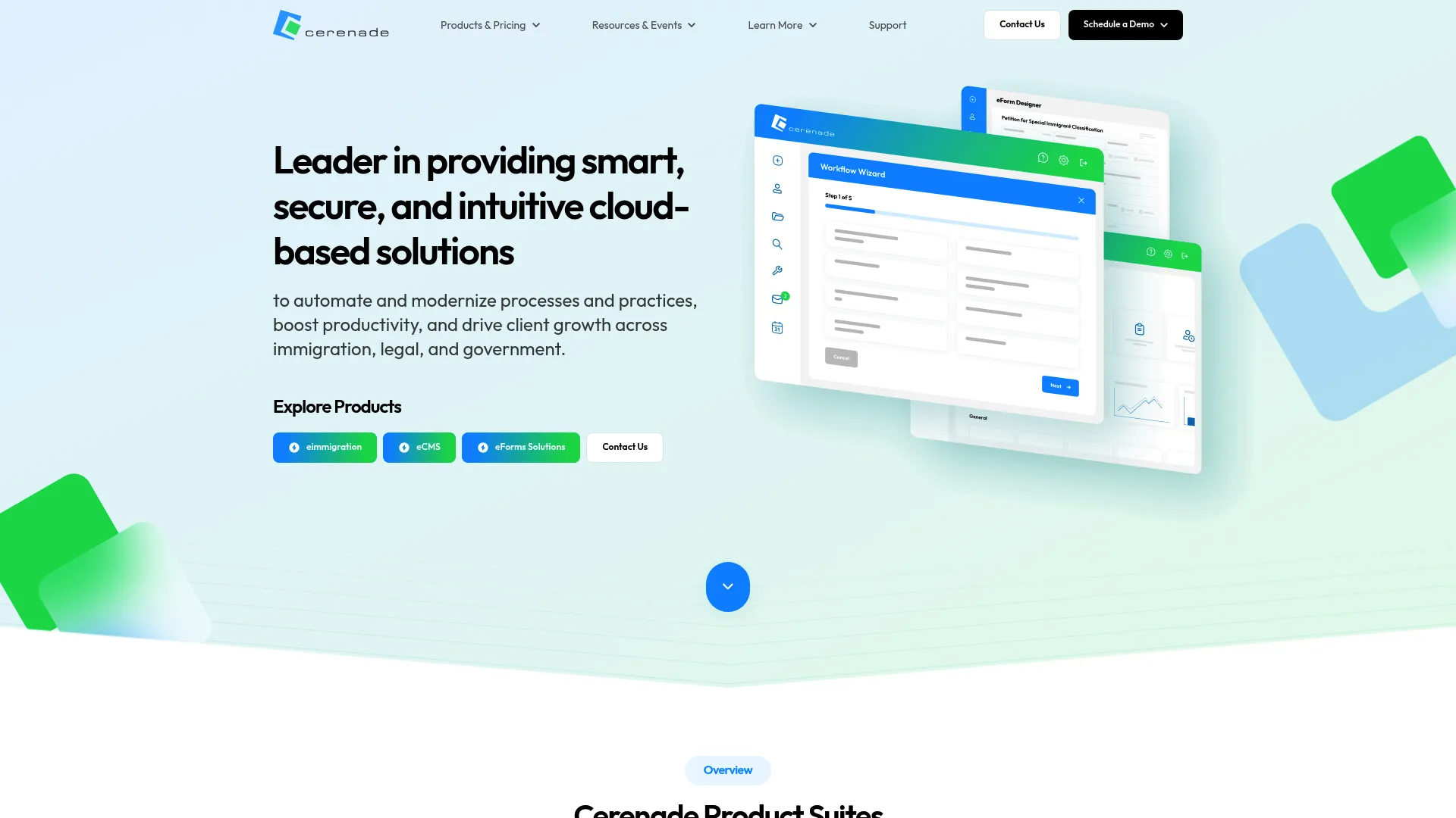 Cerenade legal and immigration software homepage