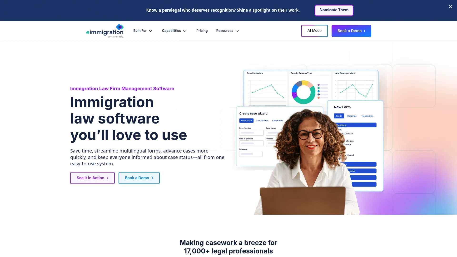 eimmigration case management software homepage