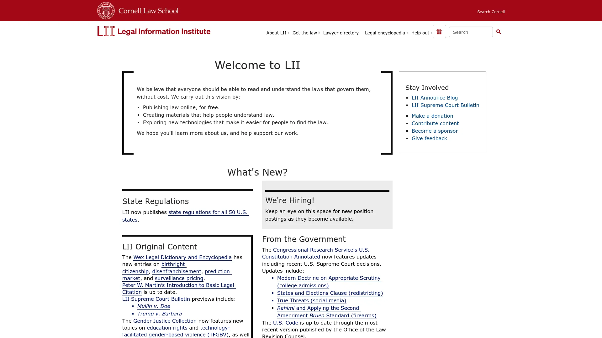 Legal Information Institute free legal reference