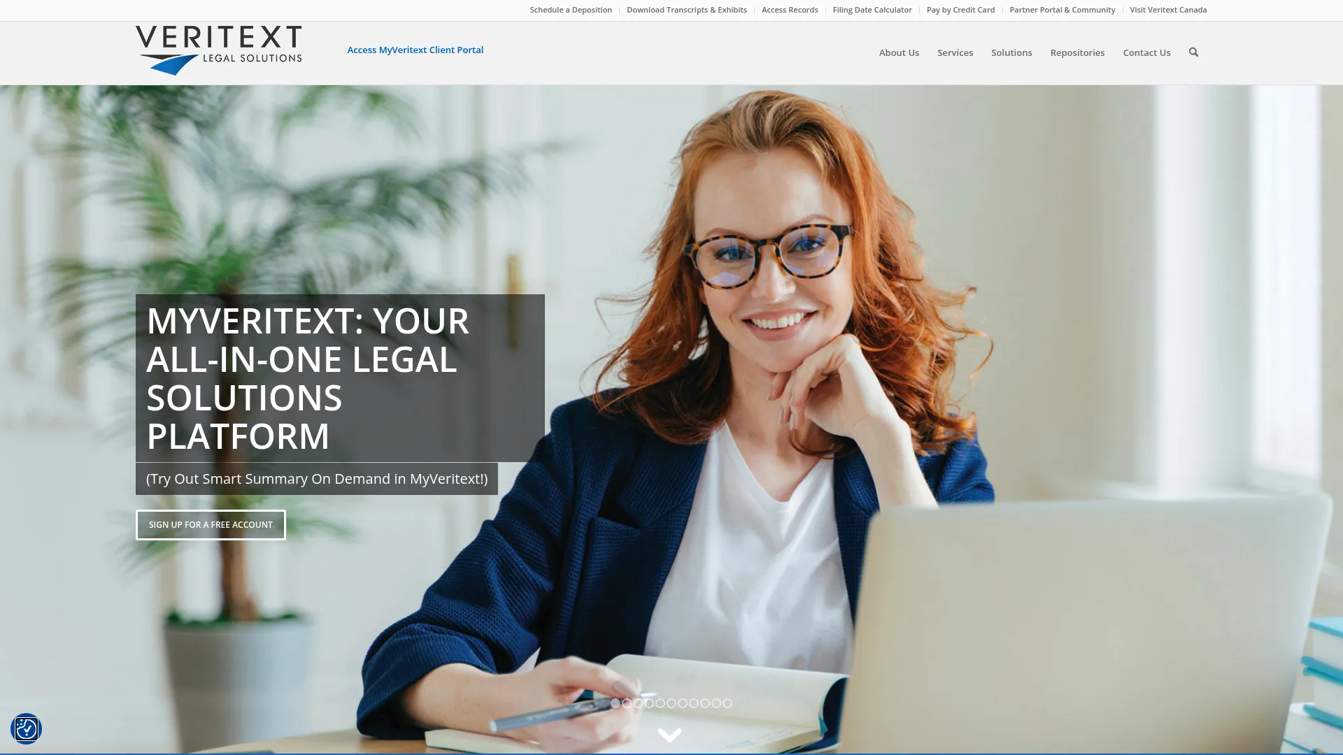 Veritext court reporting and litigation support services homepage