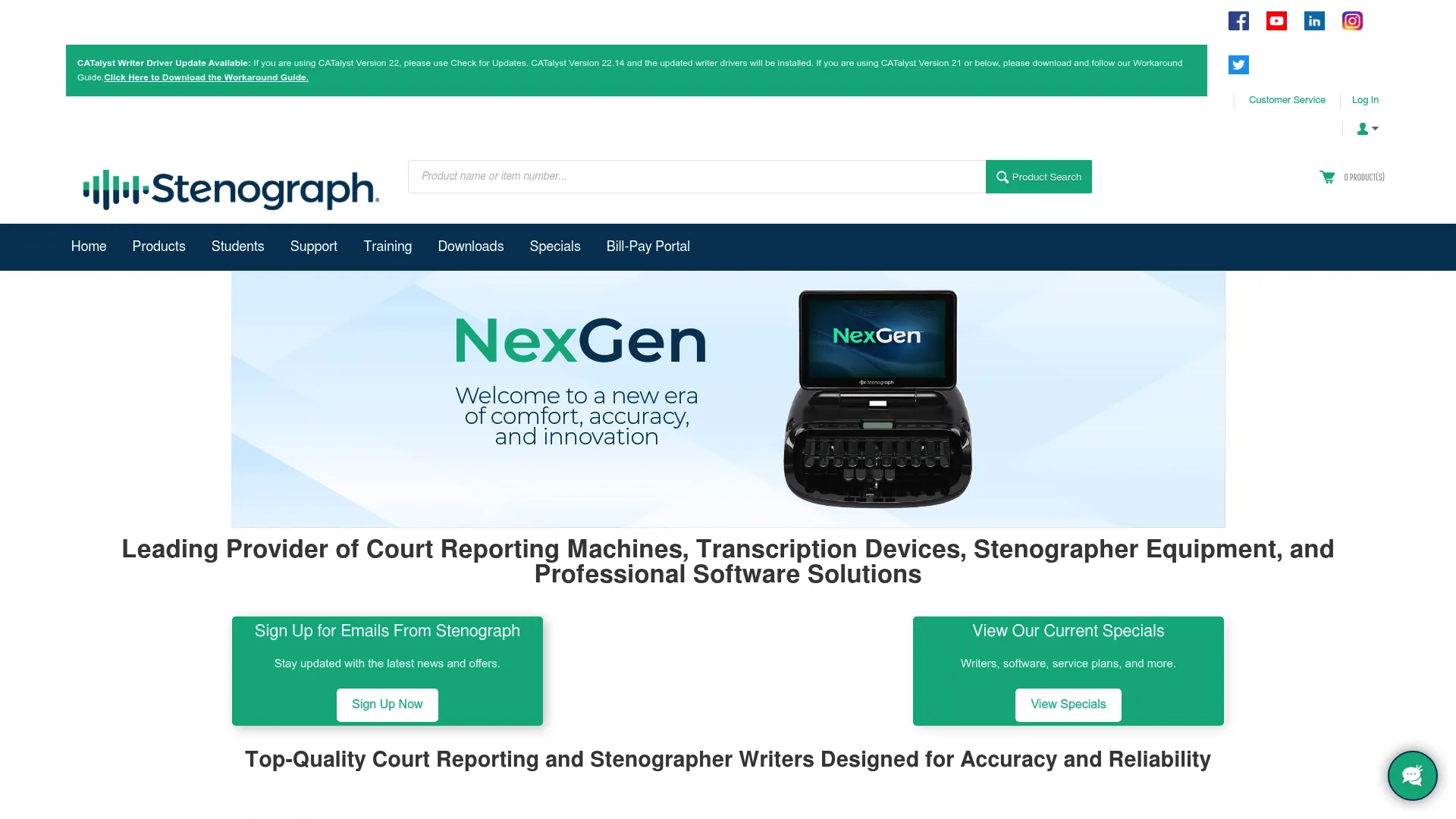 Stenograph court reporting writers and CAT software homepage