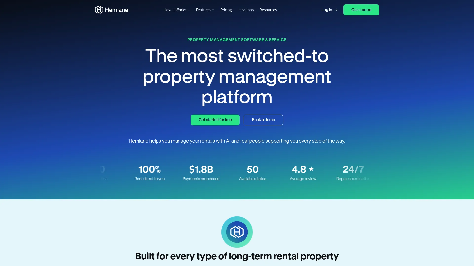 Hemlane property management software homepage