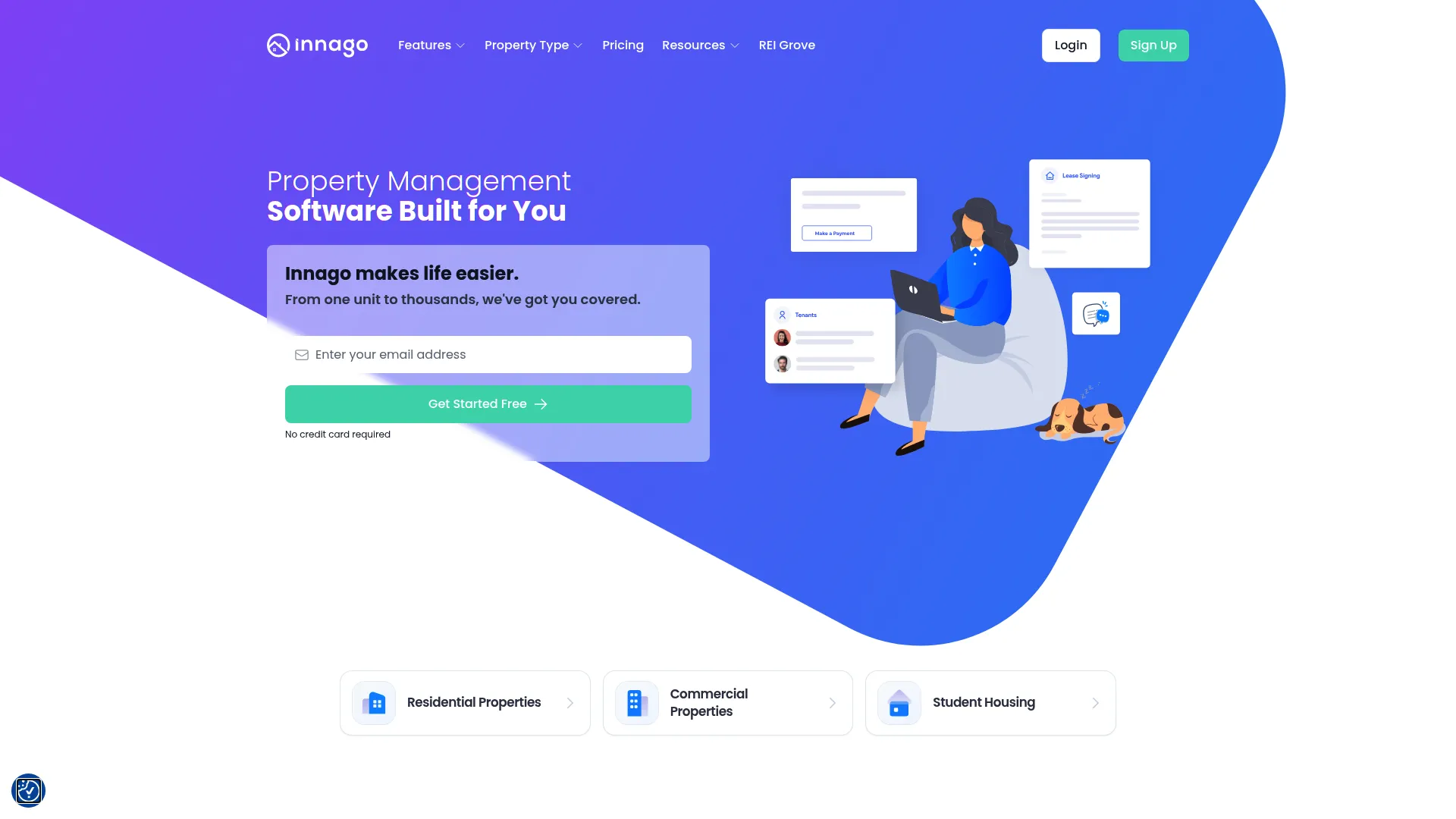 Innago free property management software homepage