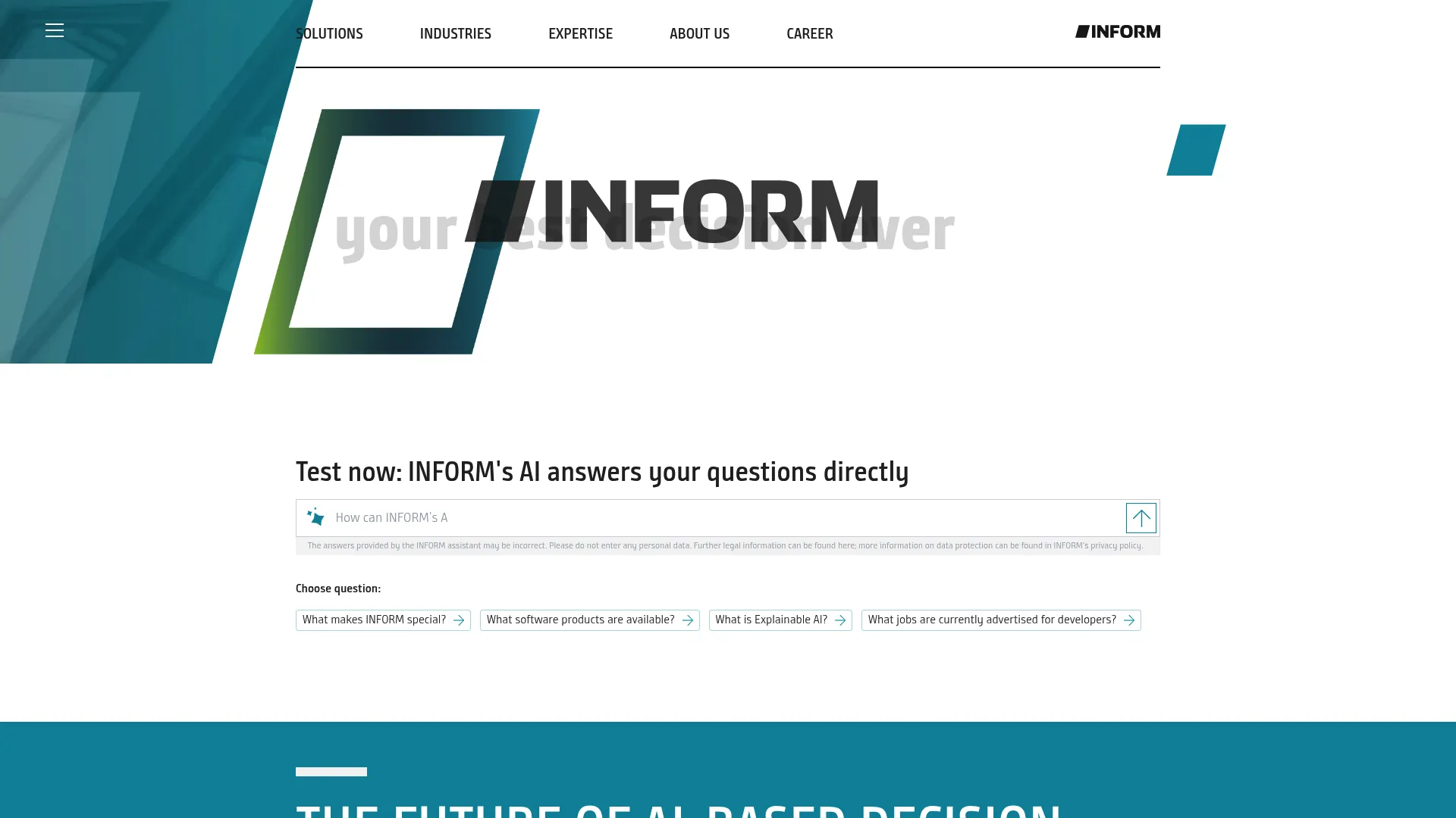 INFORM AI optimization software interface