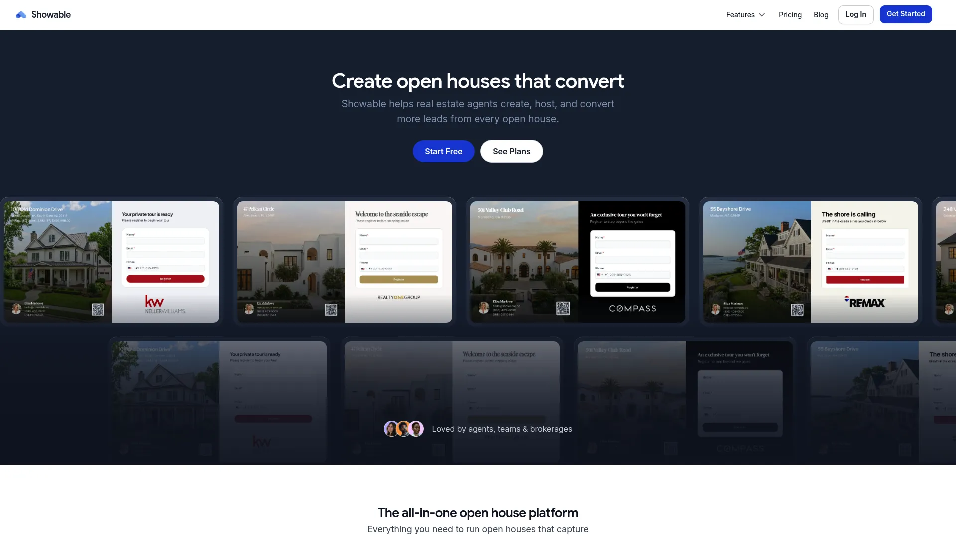 Showable all-in-one open house platform homepage