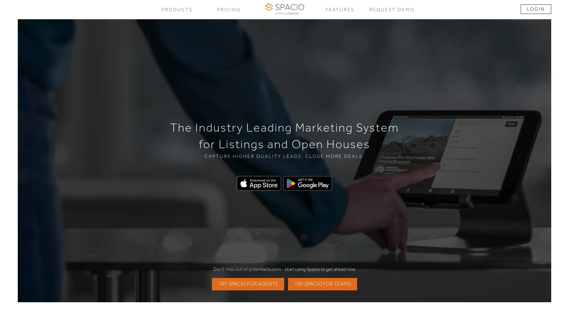 Spacio paperless open house sign-in software homepage