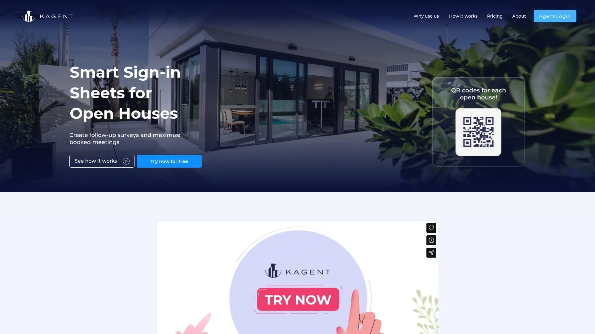 Kagent open house lead capture app homepage