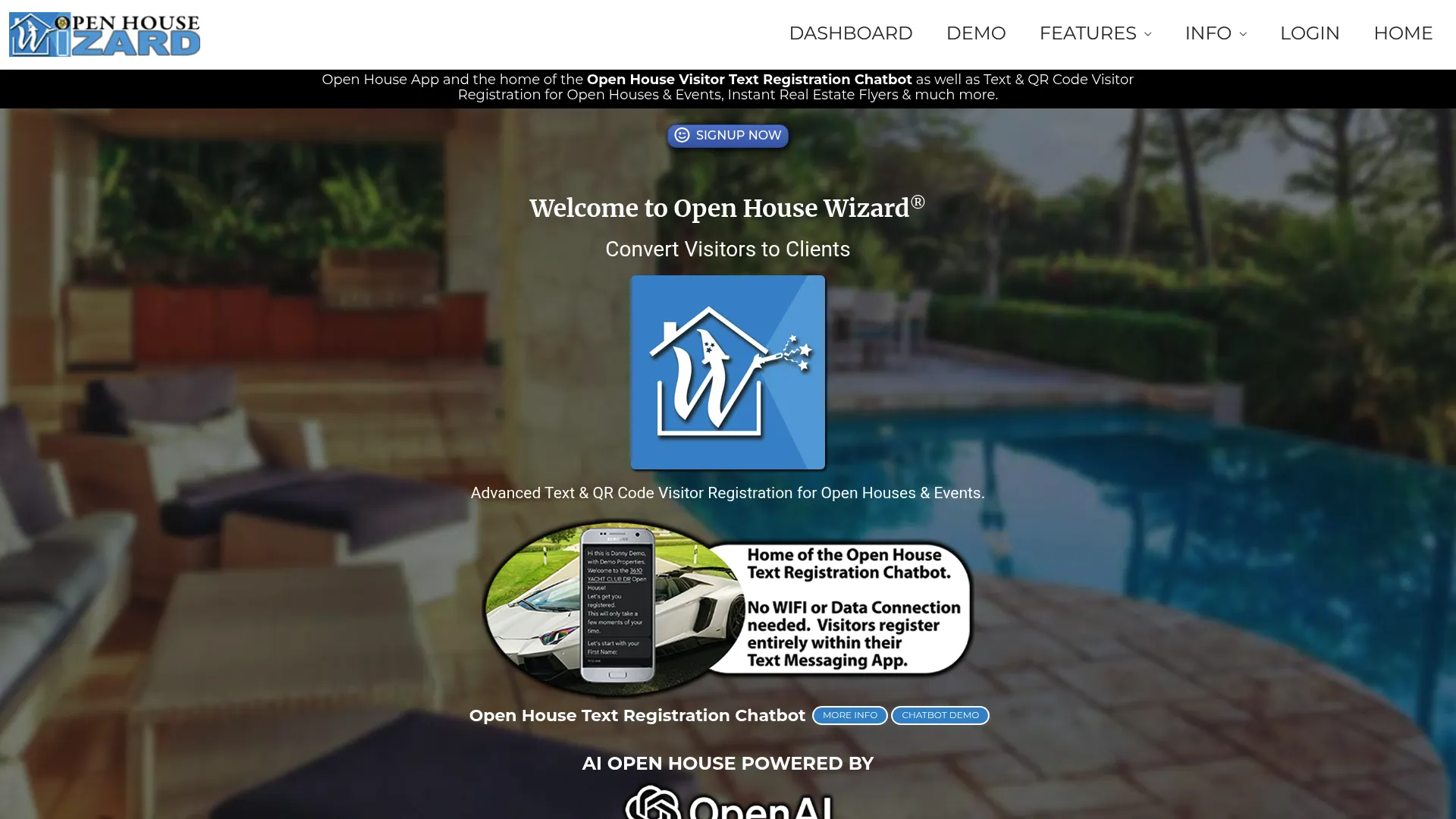 Open House Wizard visitor registration software homepage